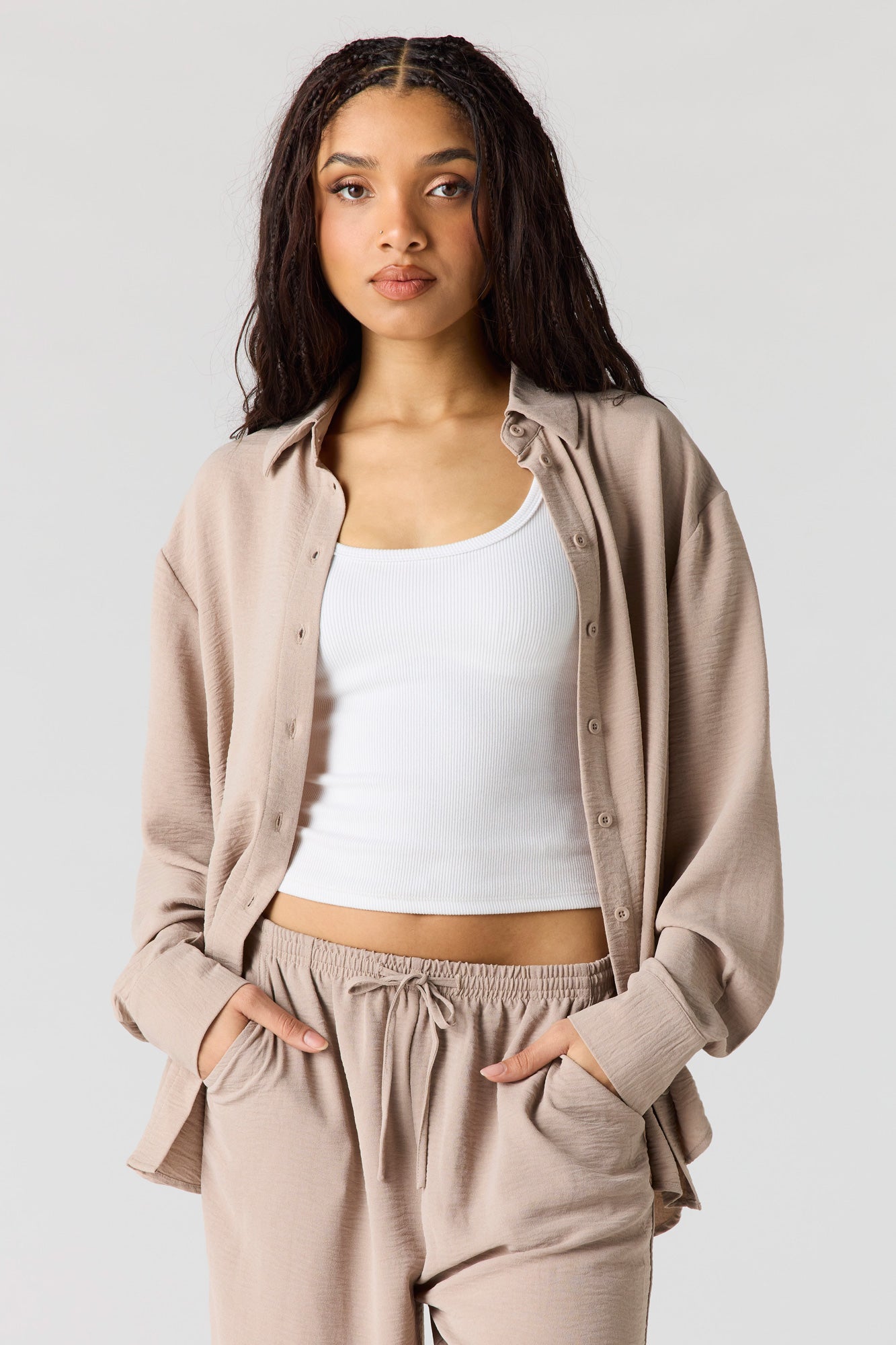 Flowy Oversized Button-Up Top