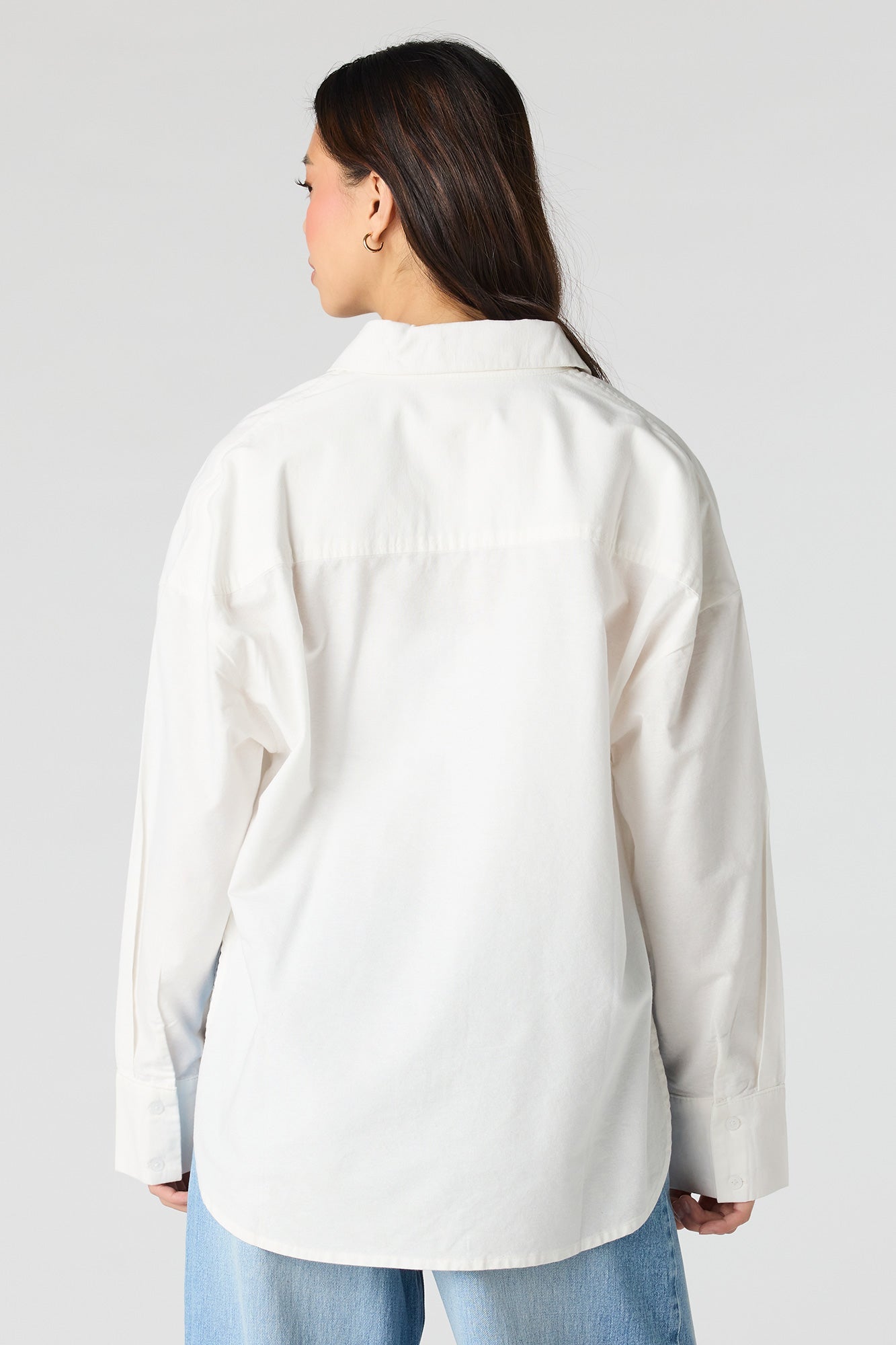 Oversized Collared Button-Up Top