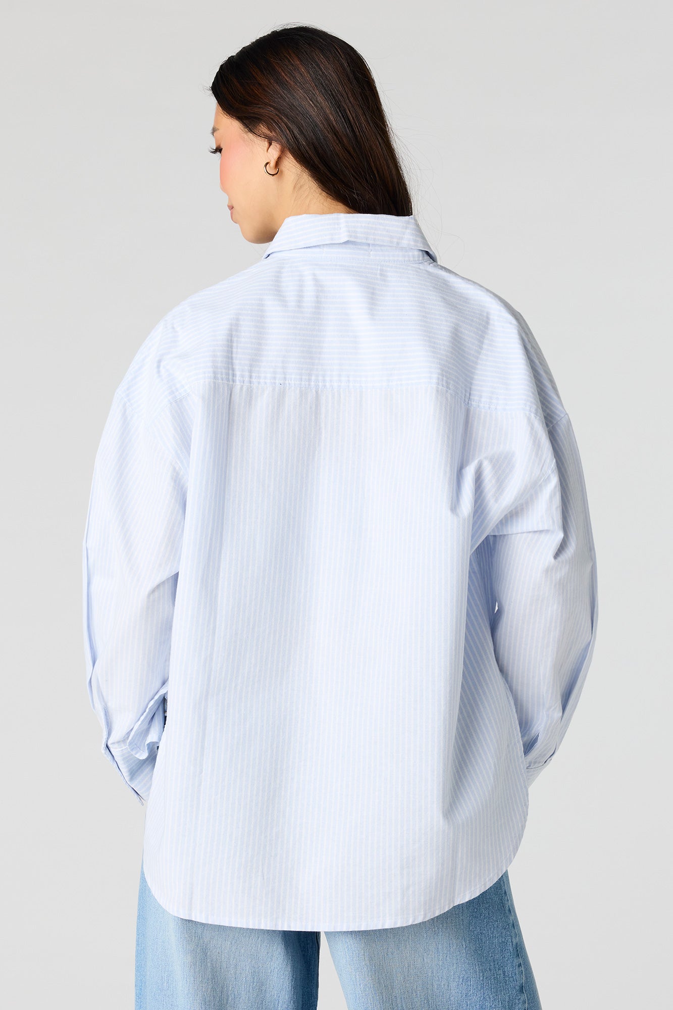 Oversized Collared Button-Up Top