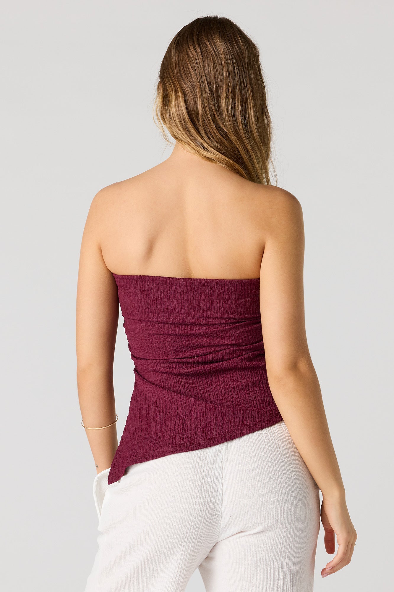 Textured Asymmetrical Tube Top