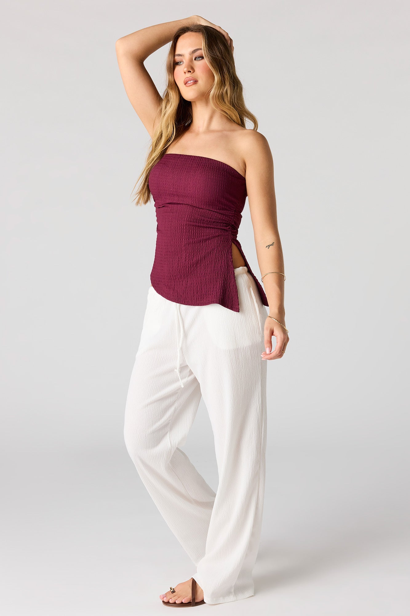 Textured Asymmetrical Tube Top
