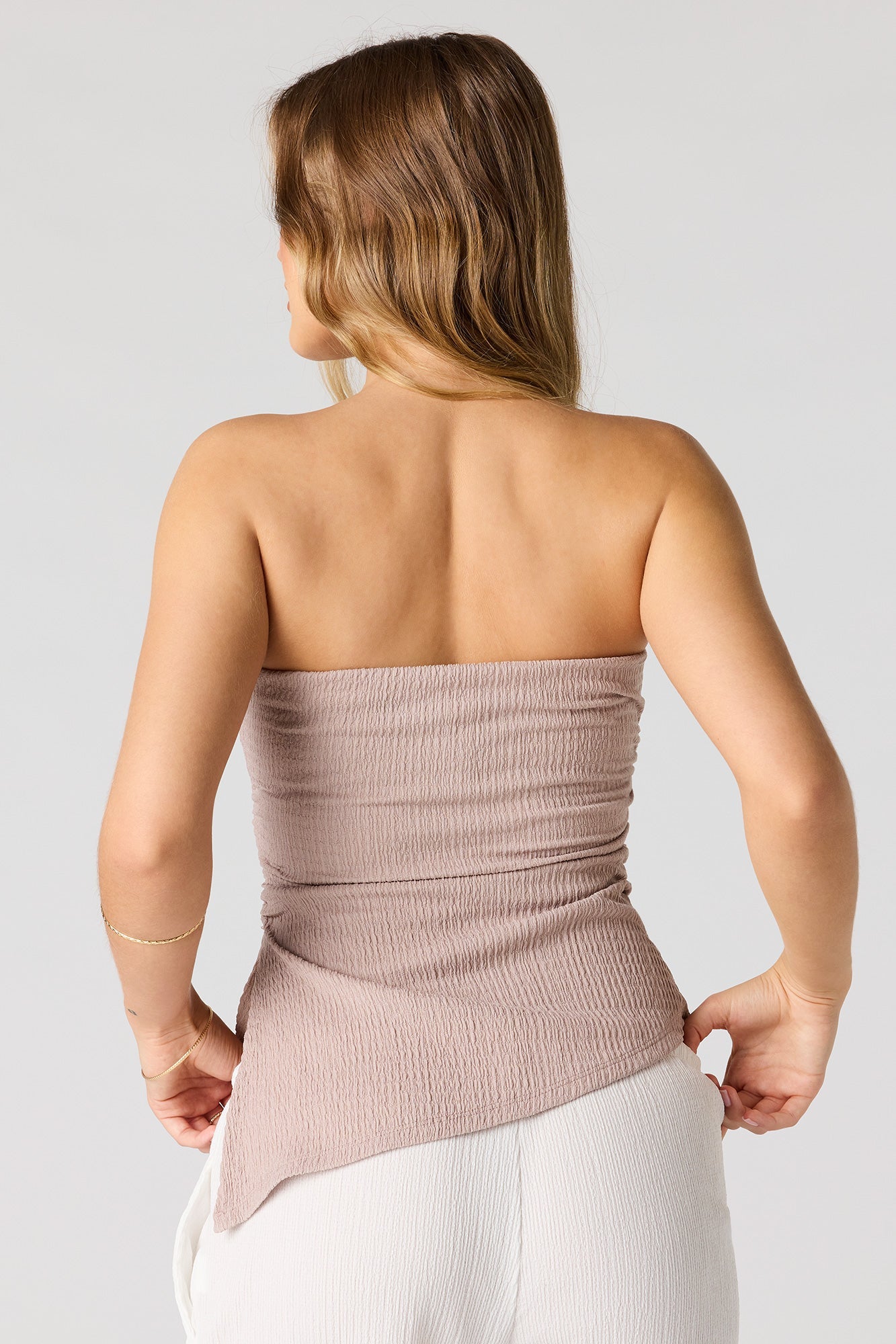 Textured Asymmetrical Tube Top