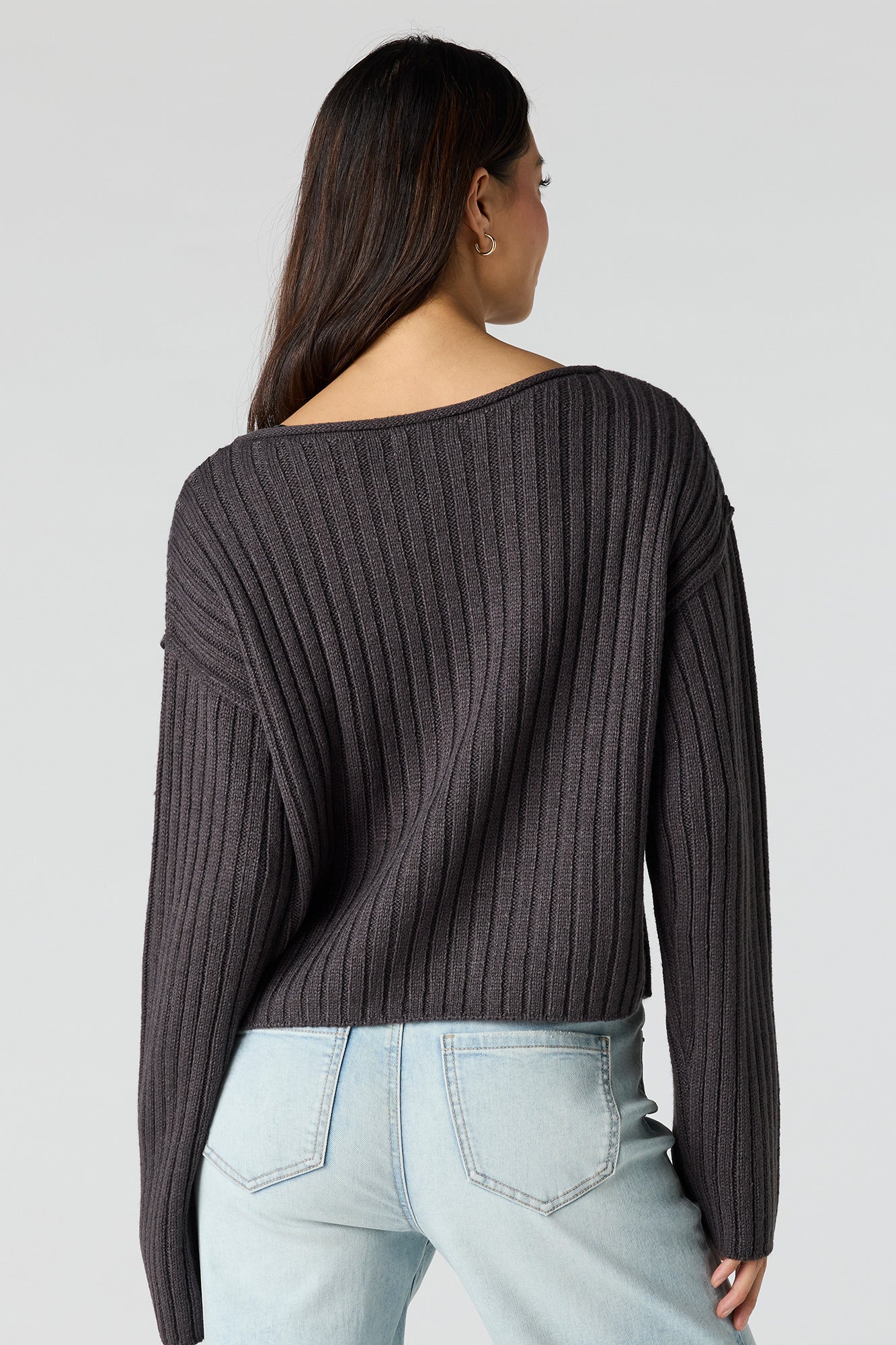 Ribbed Knit Boxy Sweater