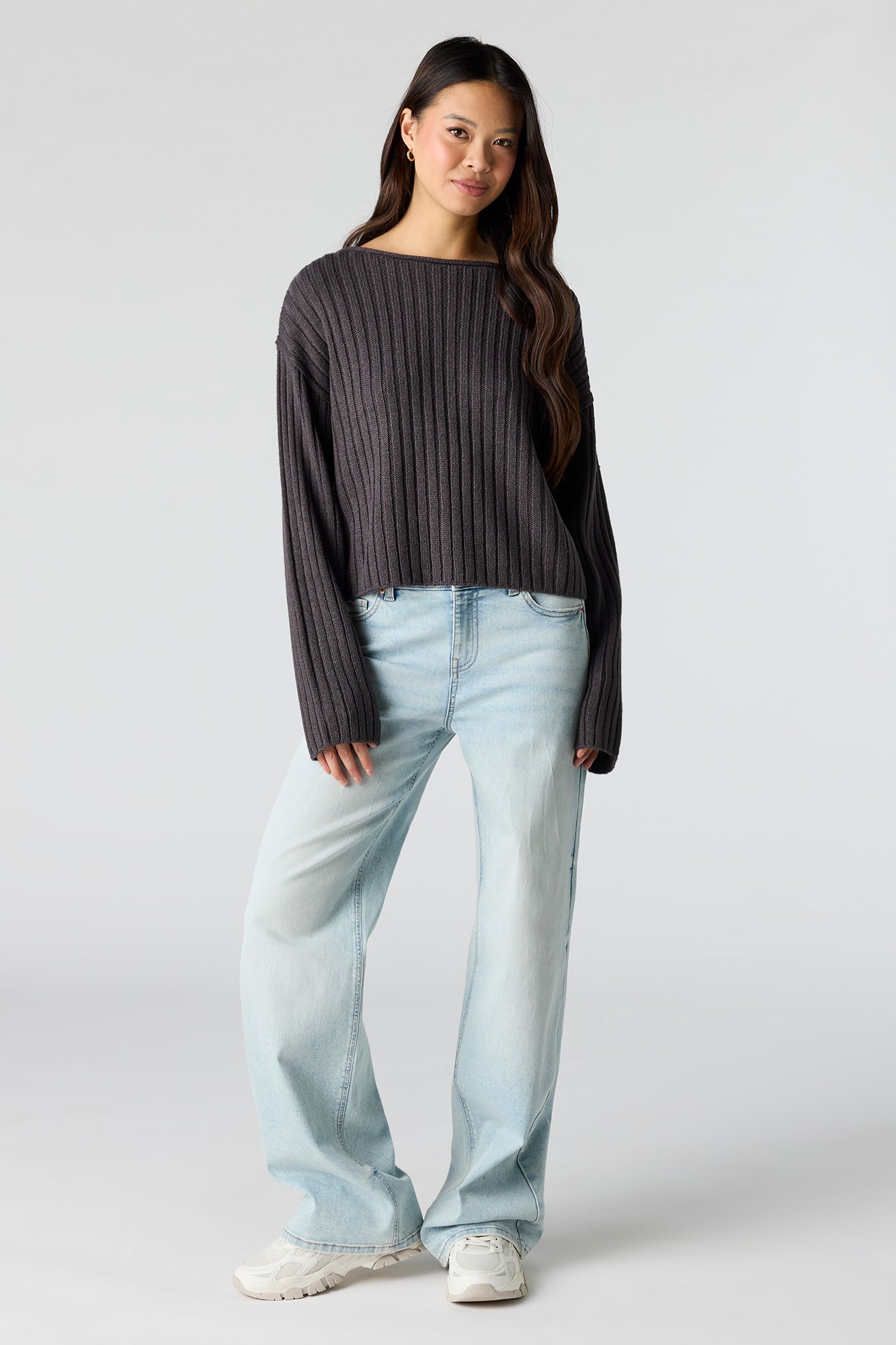 Ribbed Knit Boxy Sweater