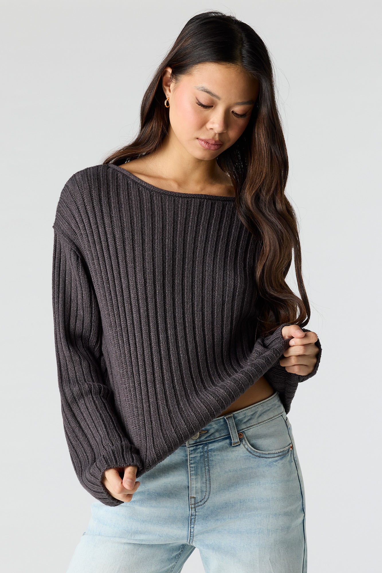 Ribbed Knit Boxy Sweater