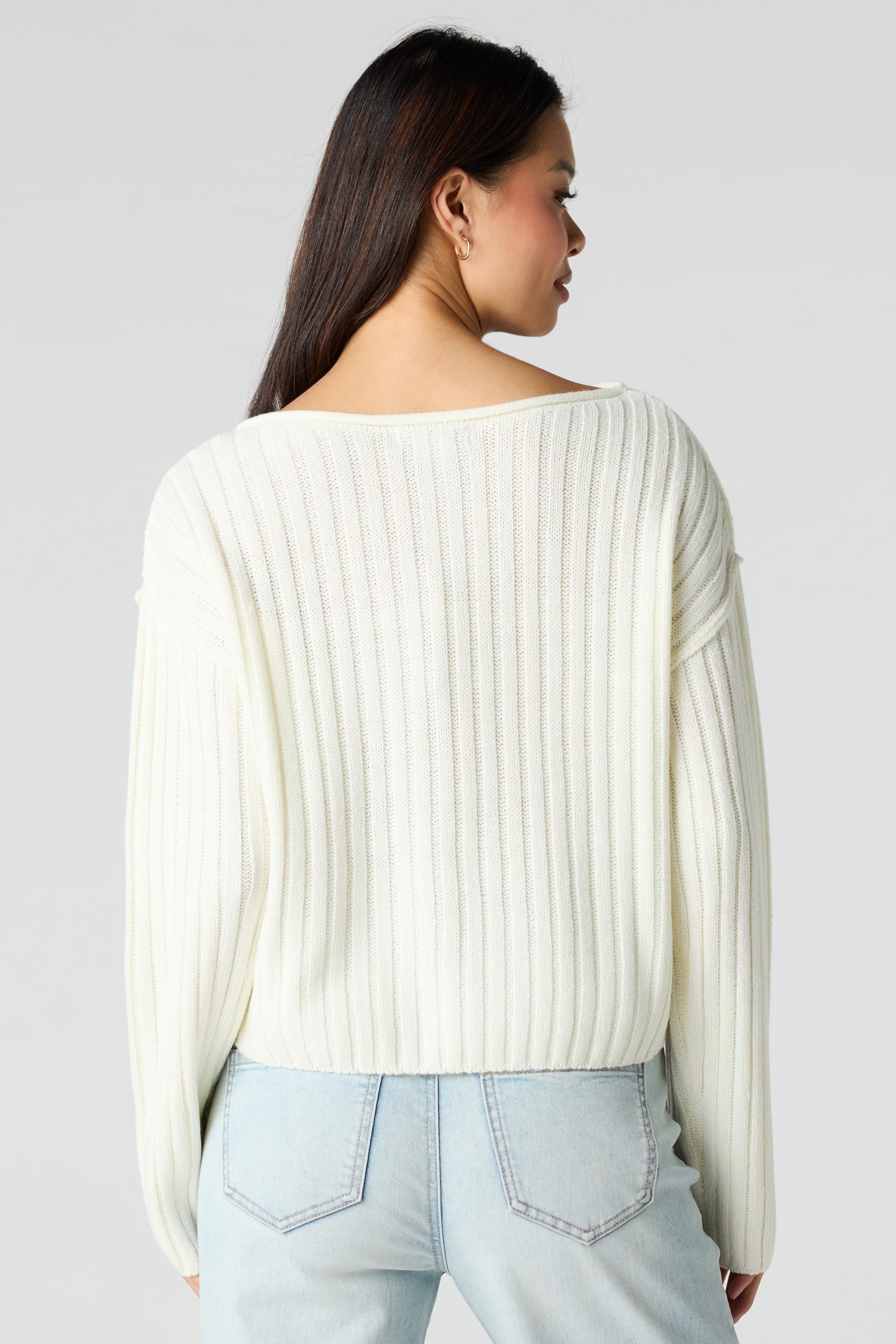 Ribbed Knit Boxy Sweater