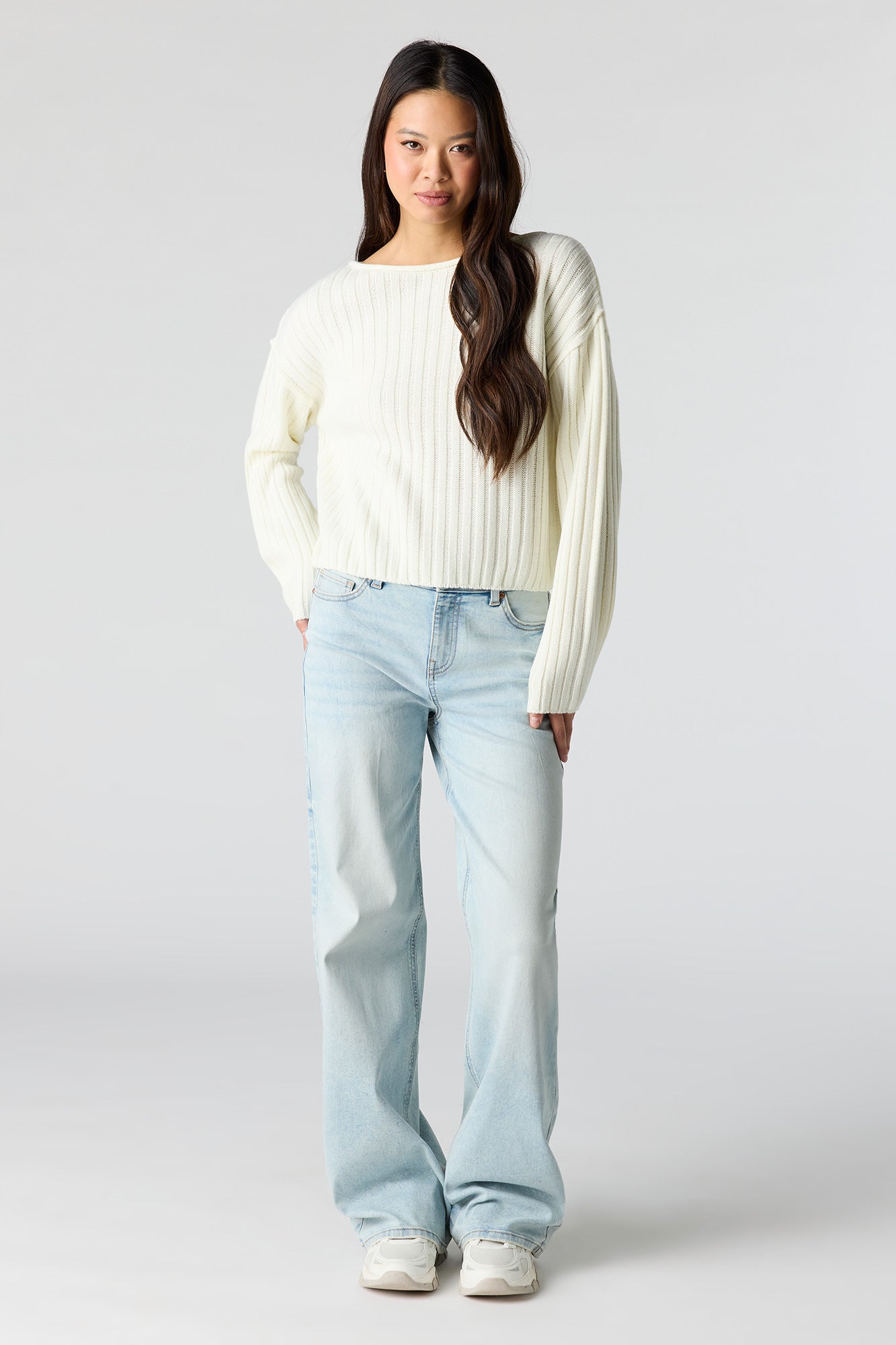 Ribbed Knit Boxy Sweater