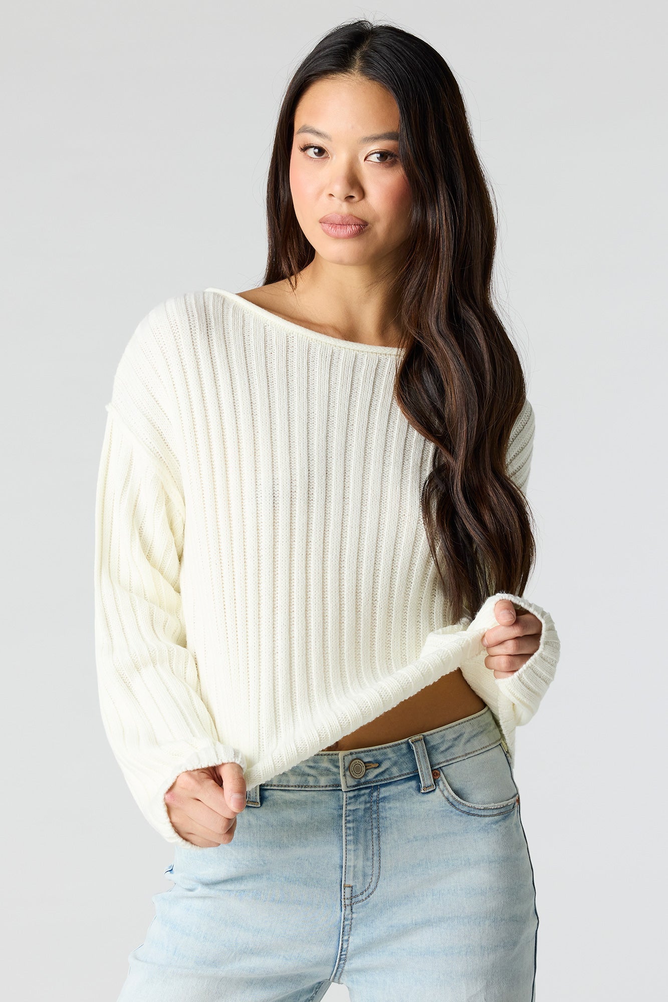 Ribbed Knit Boxy Sweater