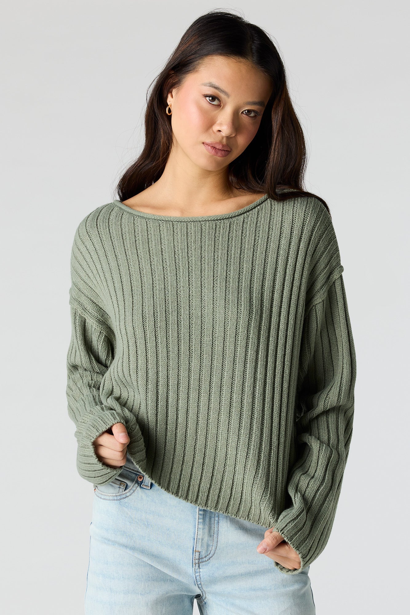 Ribbed Knit Boxy Sweater
