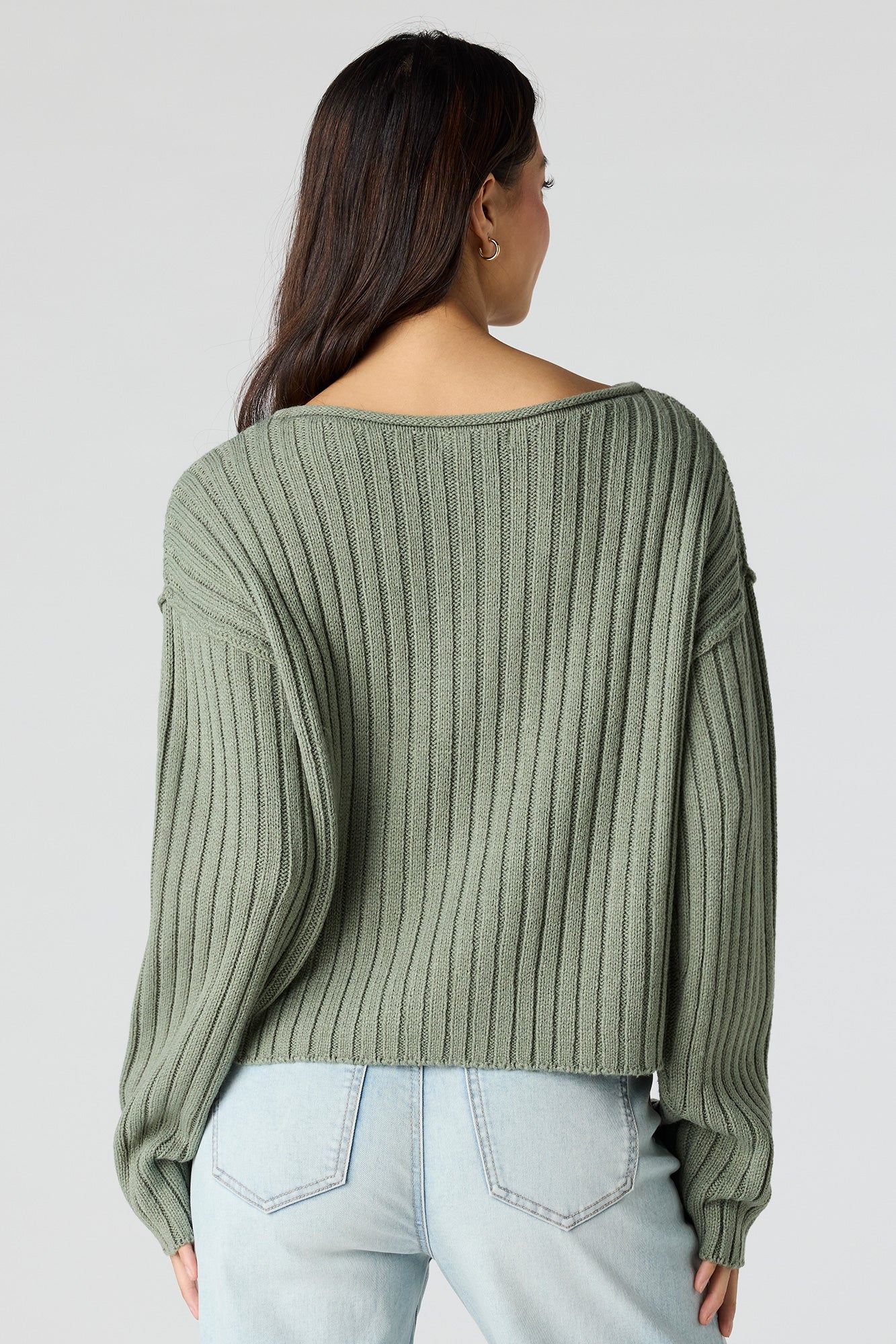 Ribbed Knit Boxy Sweater