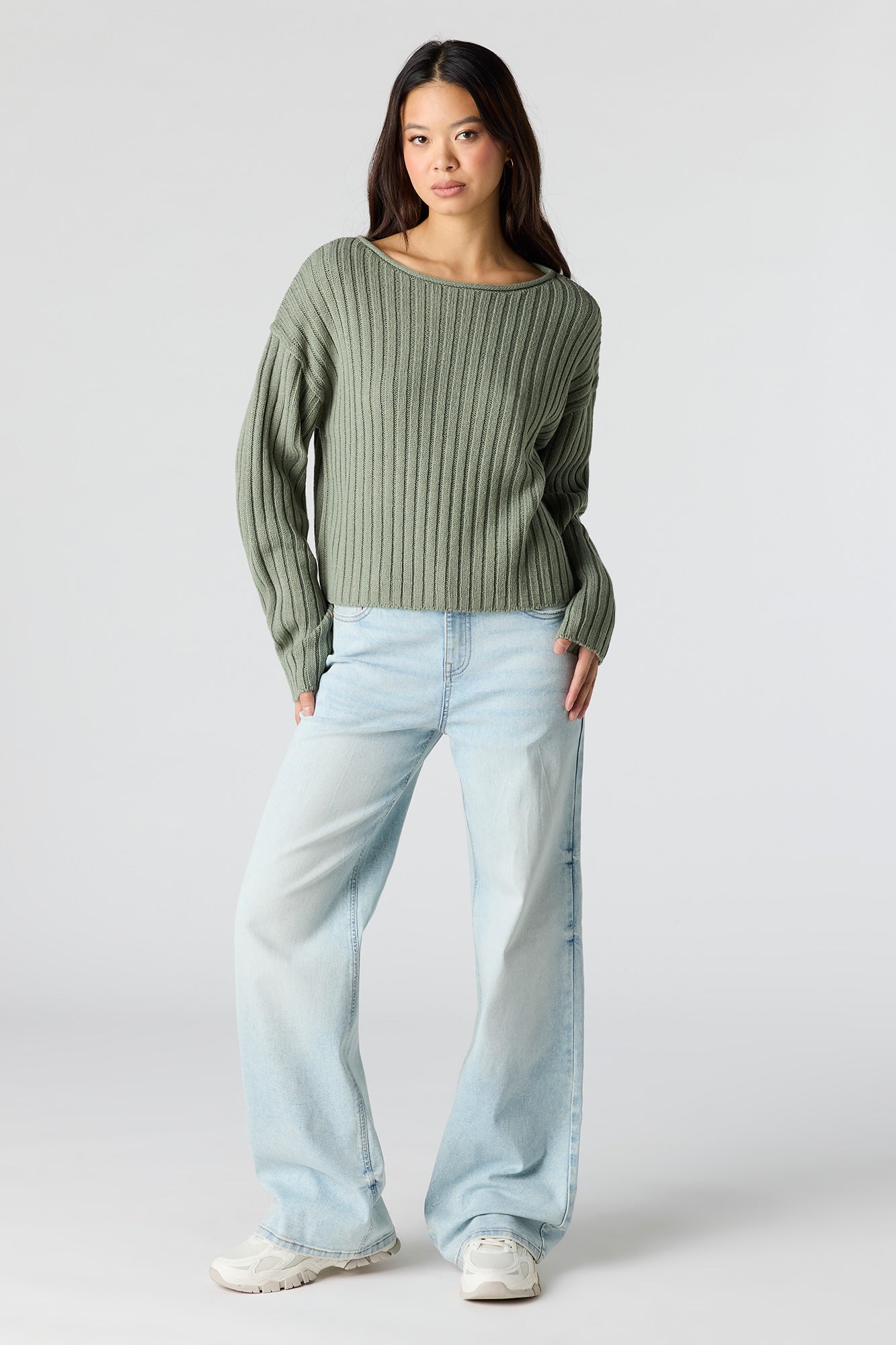 Ribbed Knit Boxy Sweater