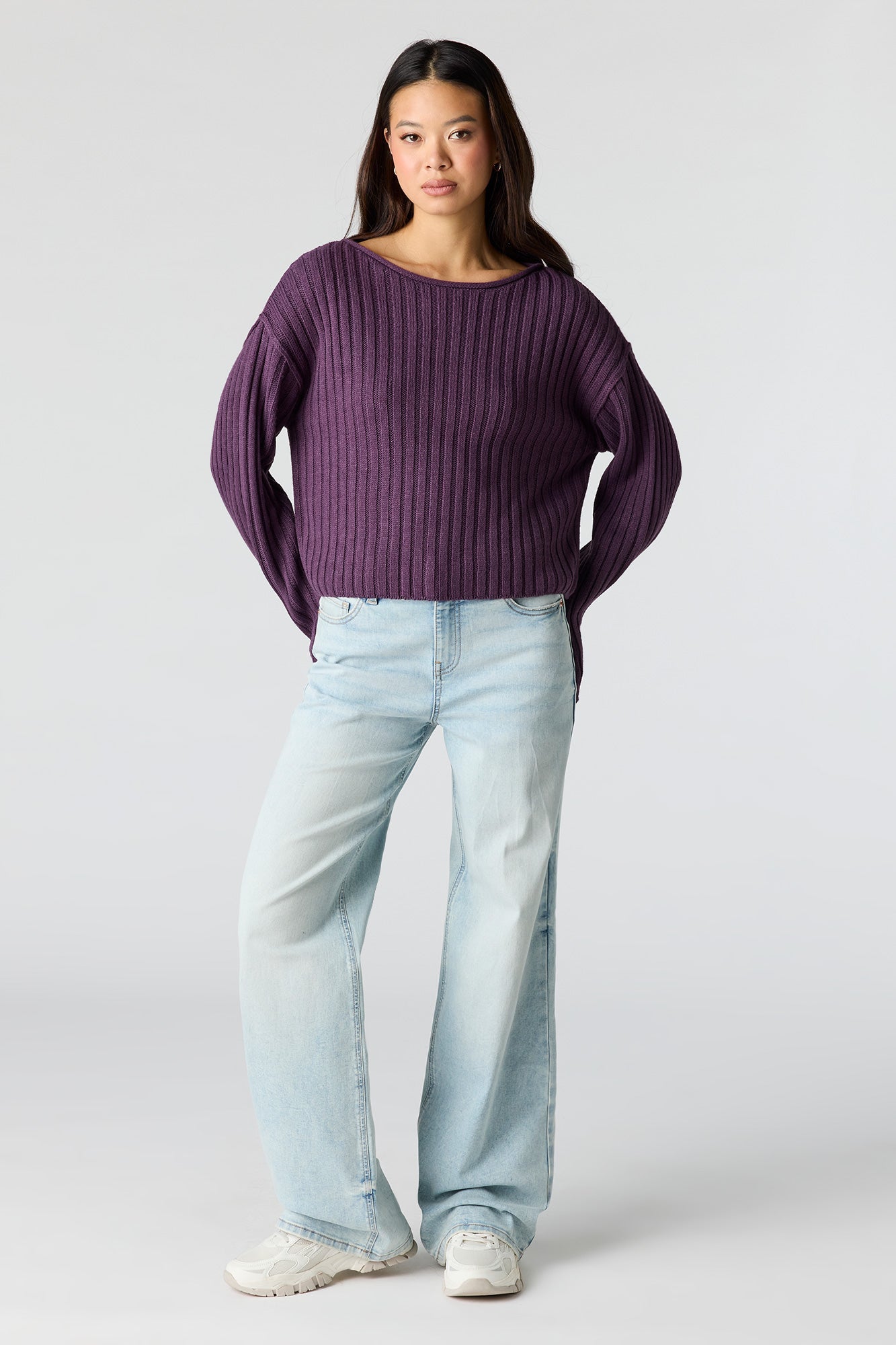 Ribbed Knit Boxy Sweater
