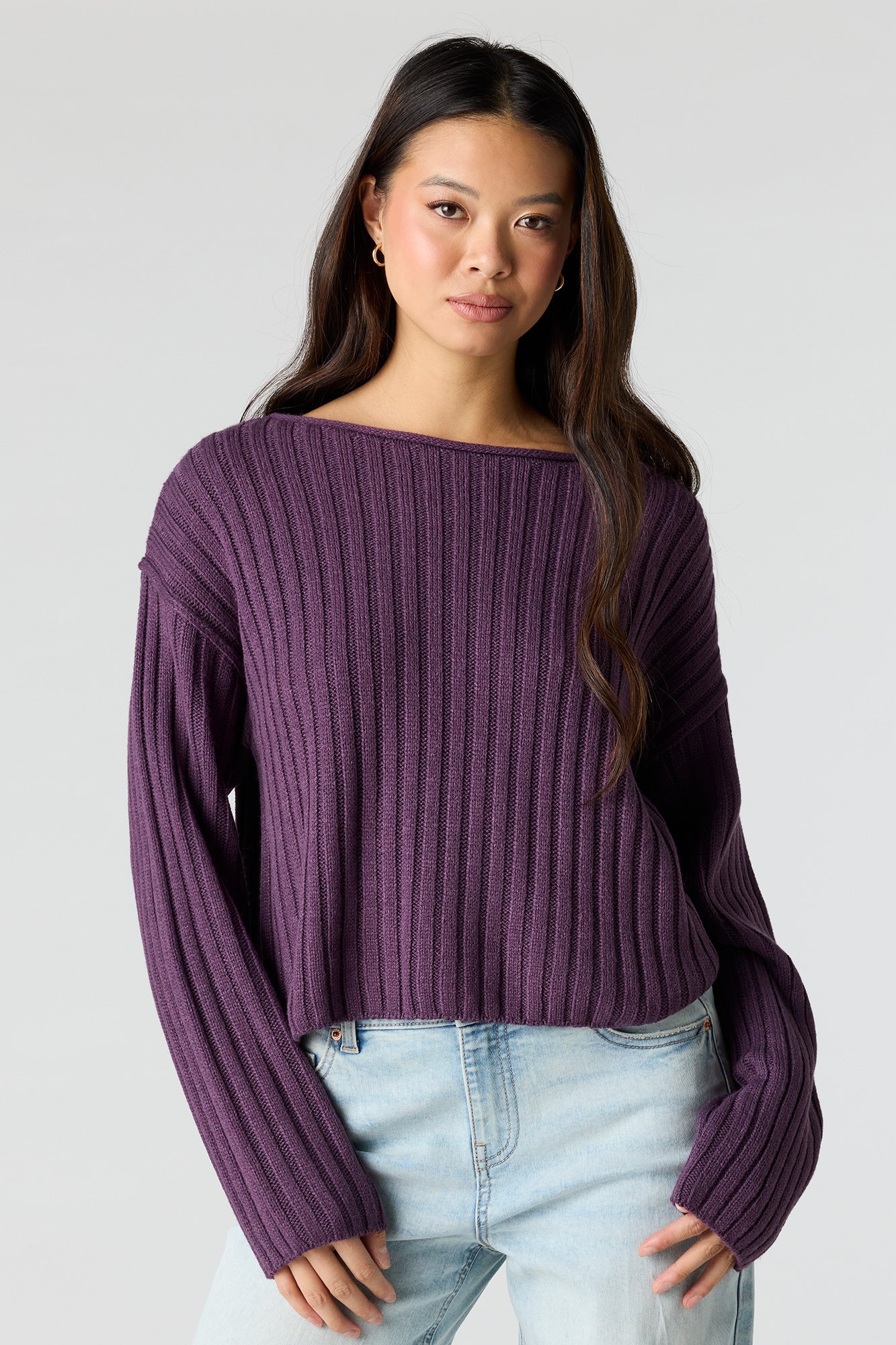 Ribbed Knit Boxy Sweater