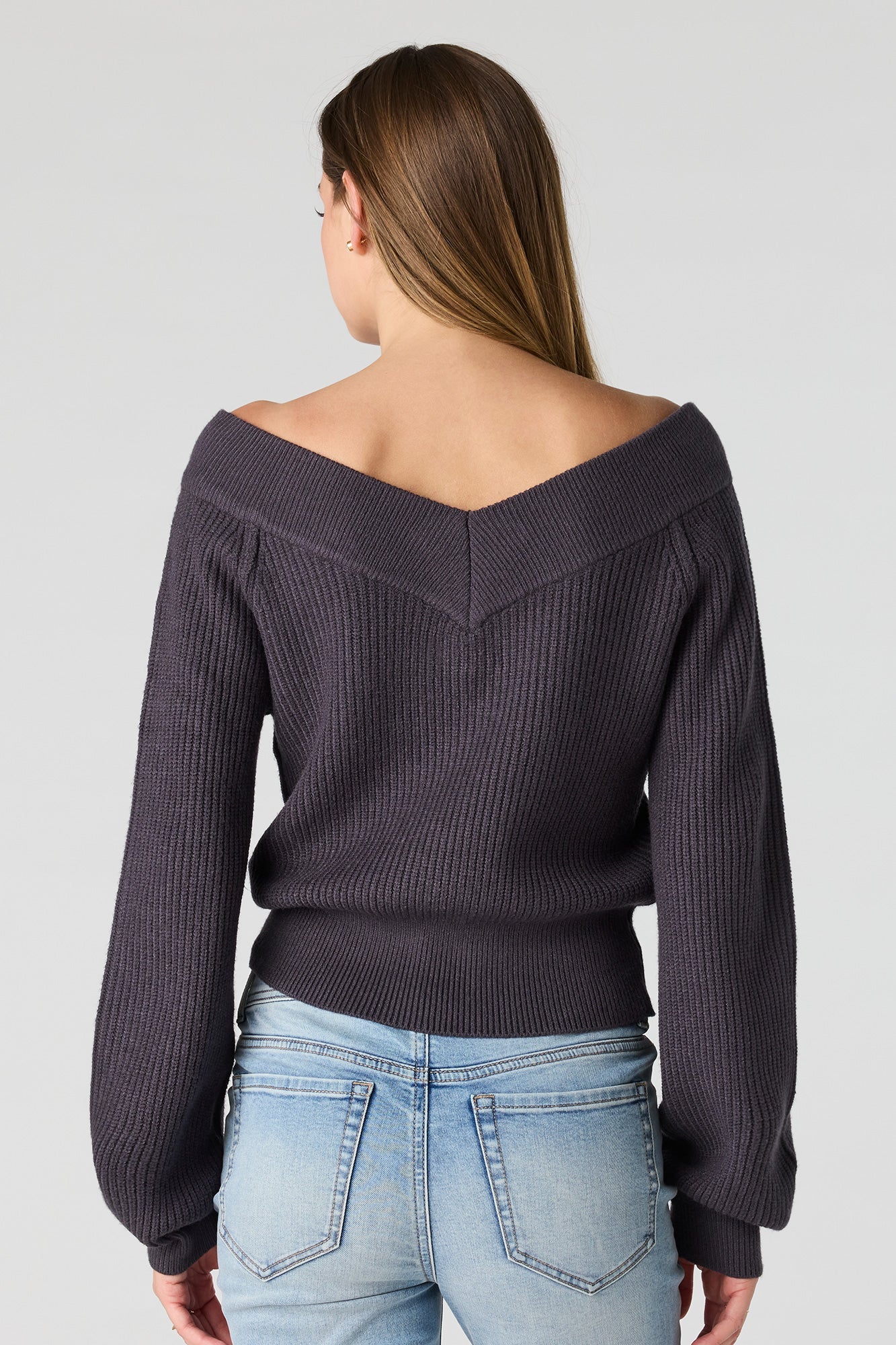 V-Neck Off Shoulder Sweater