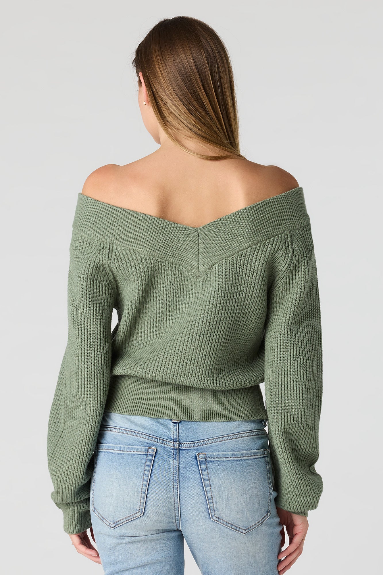 V-Neck Off Shoulder Sweater