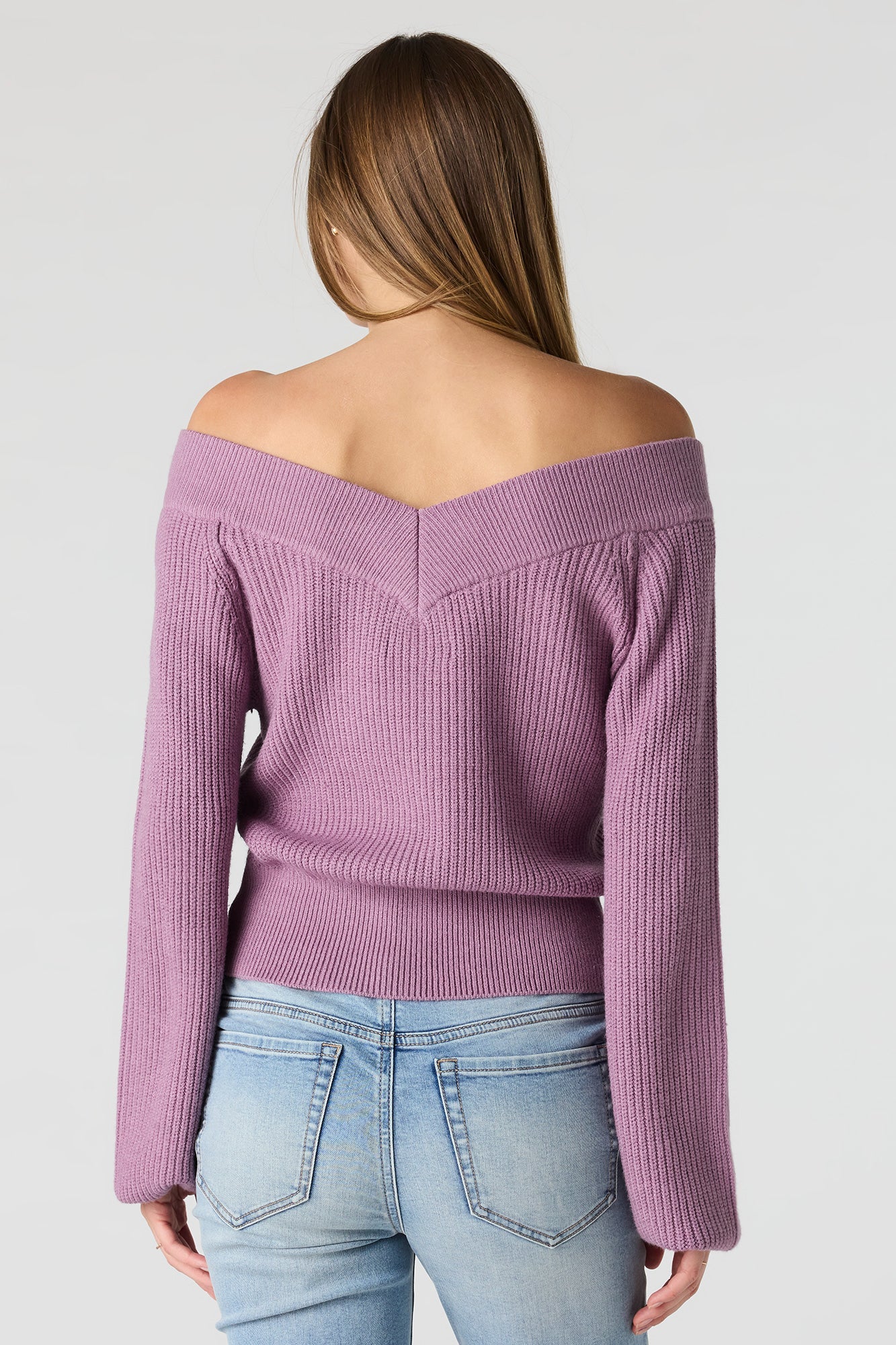V-Neck Off Shoulder Sweater