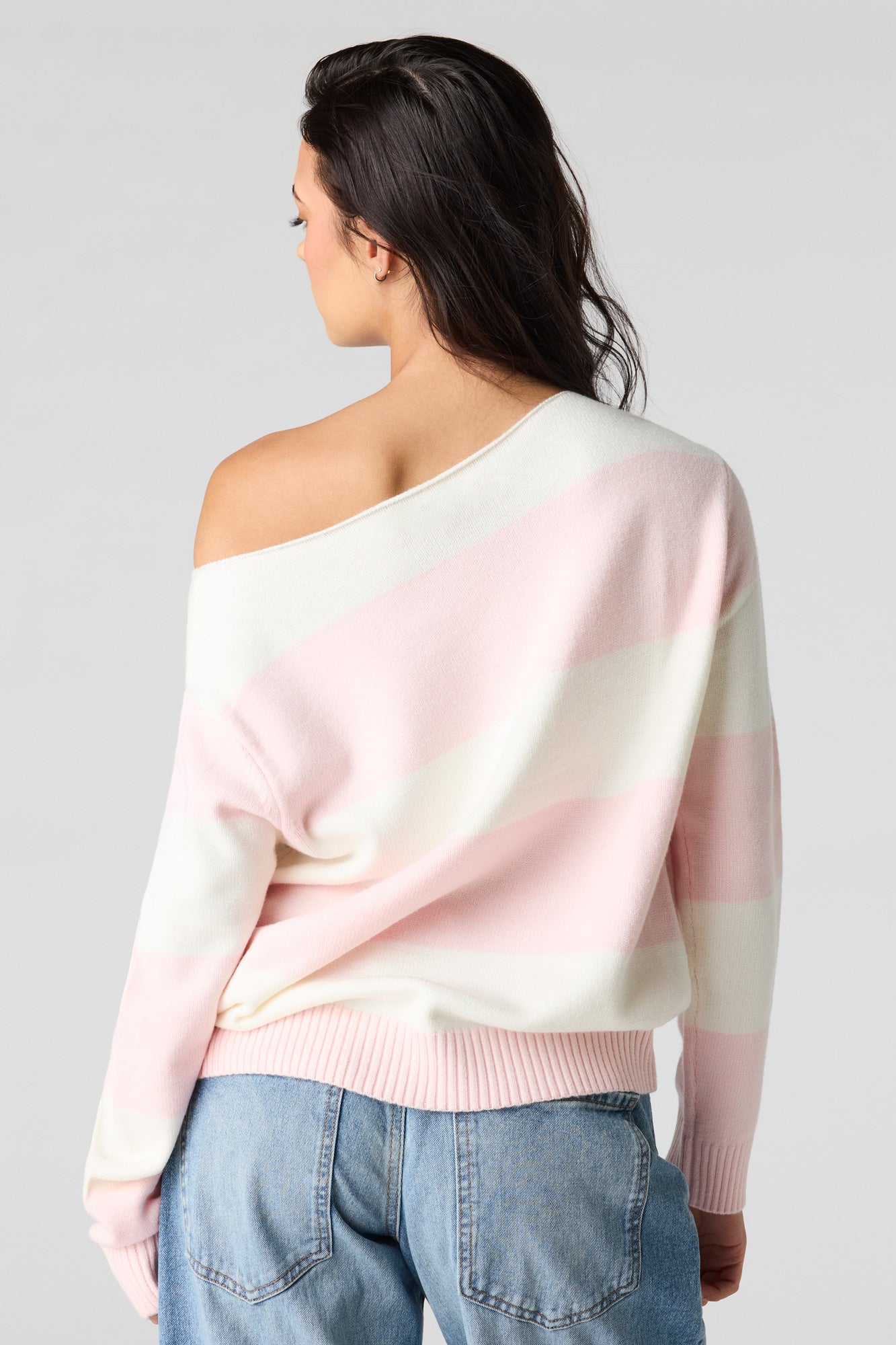 Oversized Striped Off-Shoulder Sweater