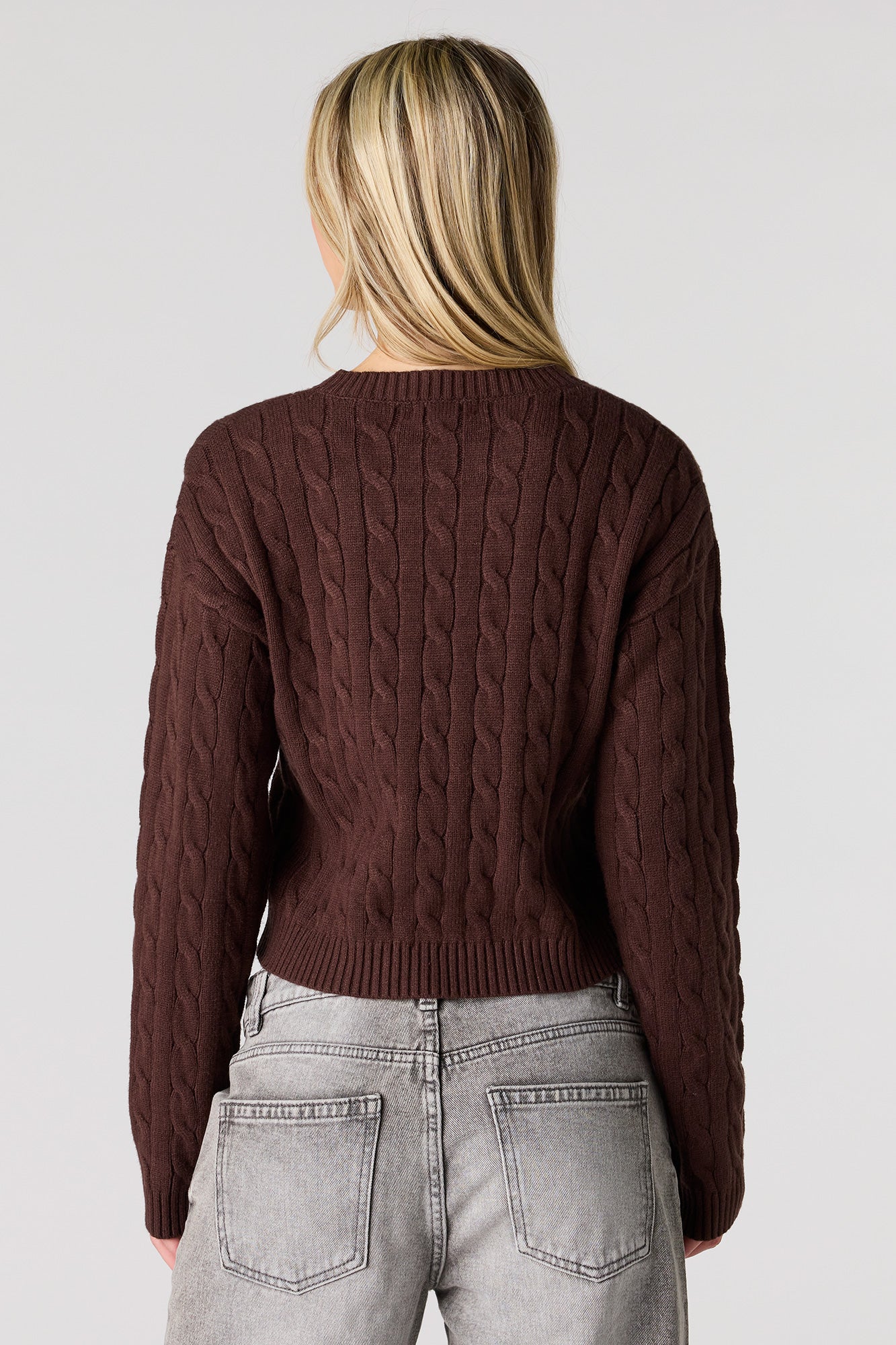 Embroidered Cable Knit Sweater