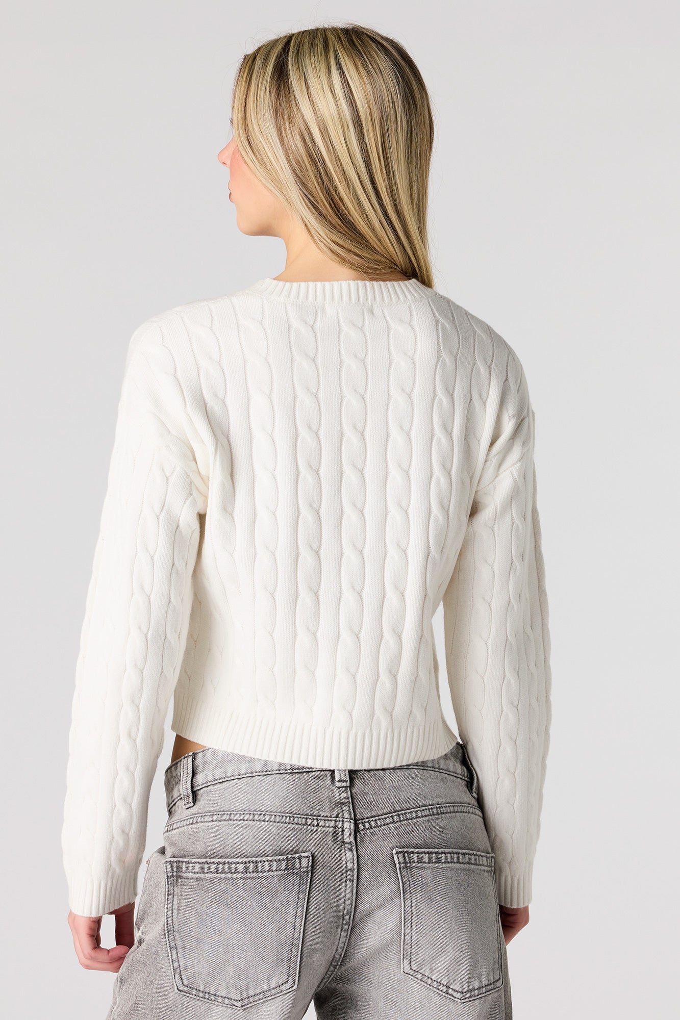 Embroidered Cable Knit Sweater