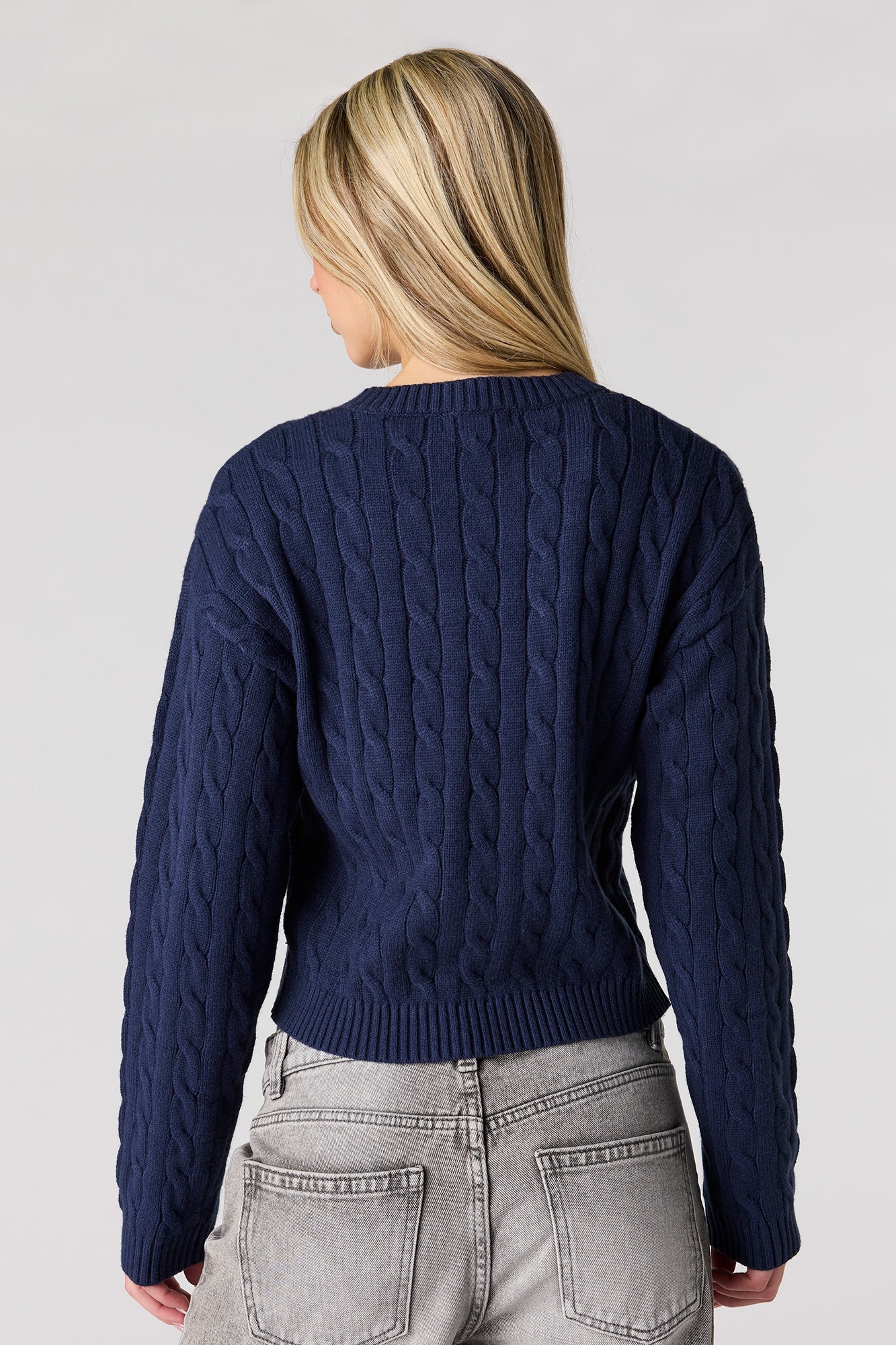Embroidered Cable Knit Sweater