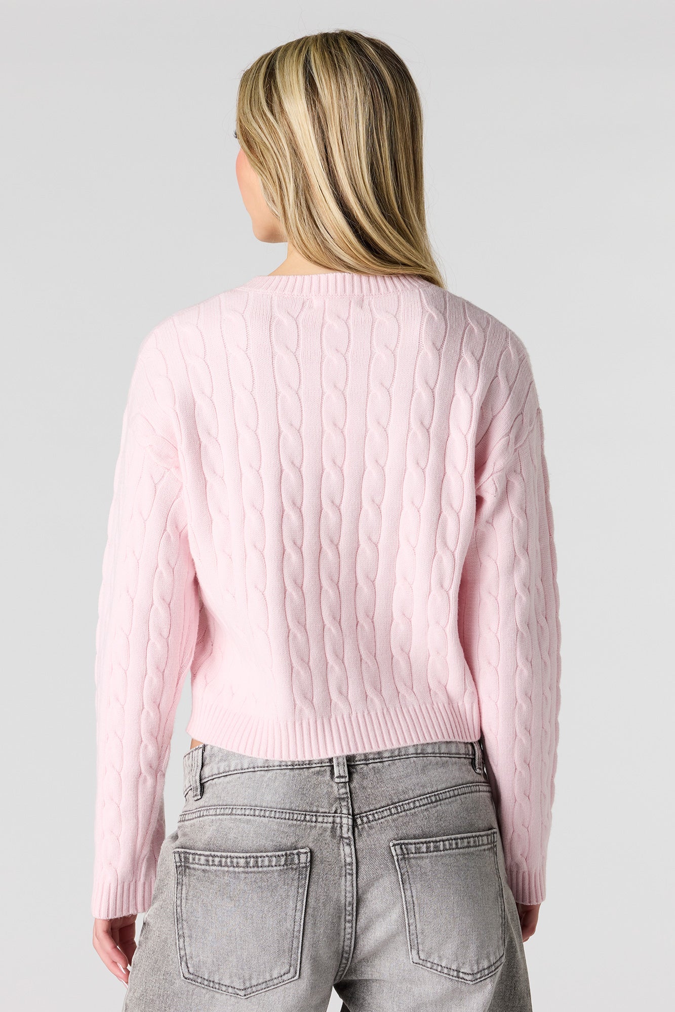 Embroidered Cable Knit Sweater