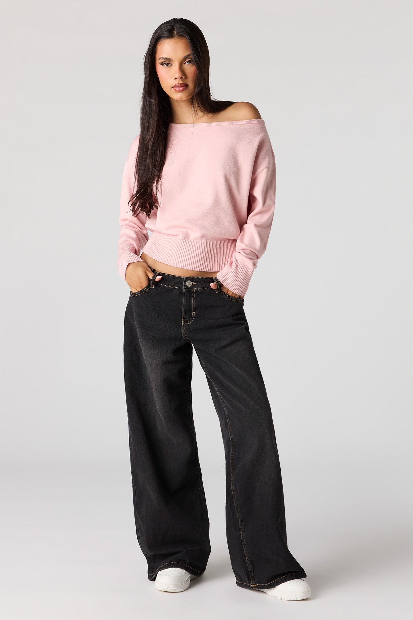 Off Shoulder Dolman Sleeve Sweater