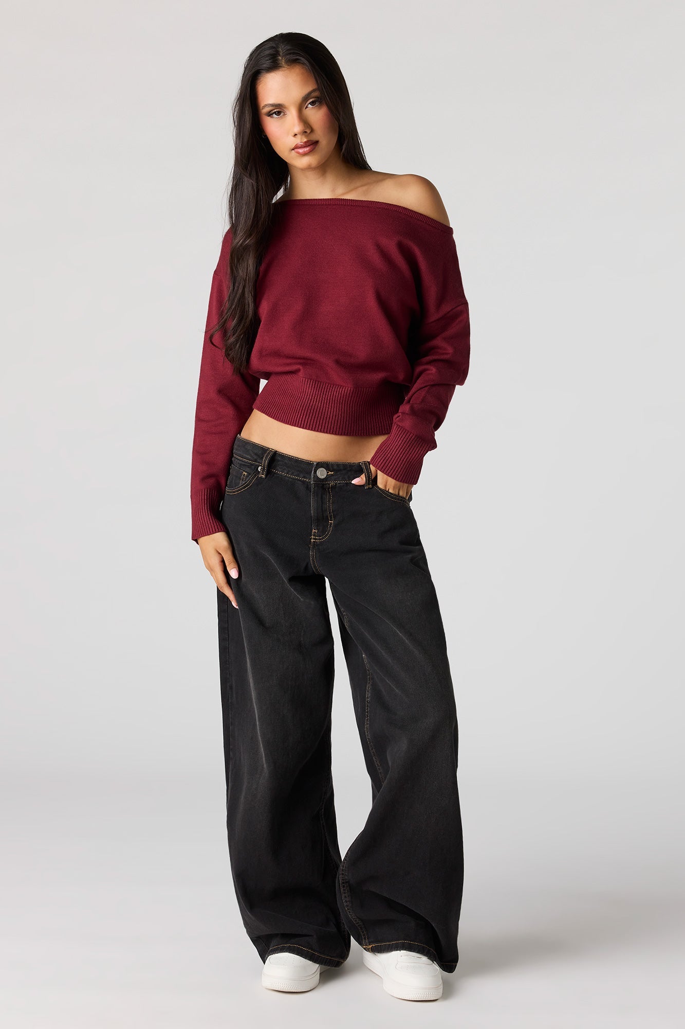 Off Shoulder Dolman Sleeve Sweater