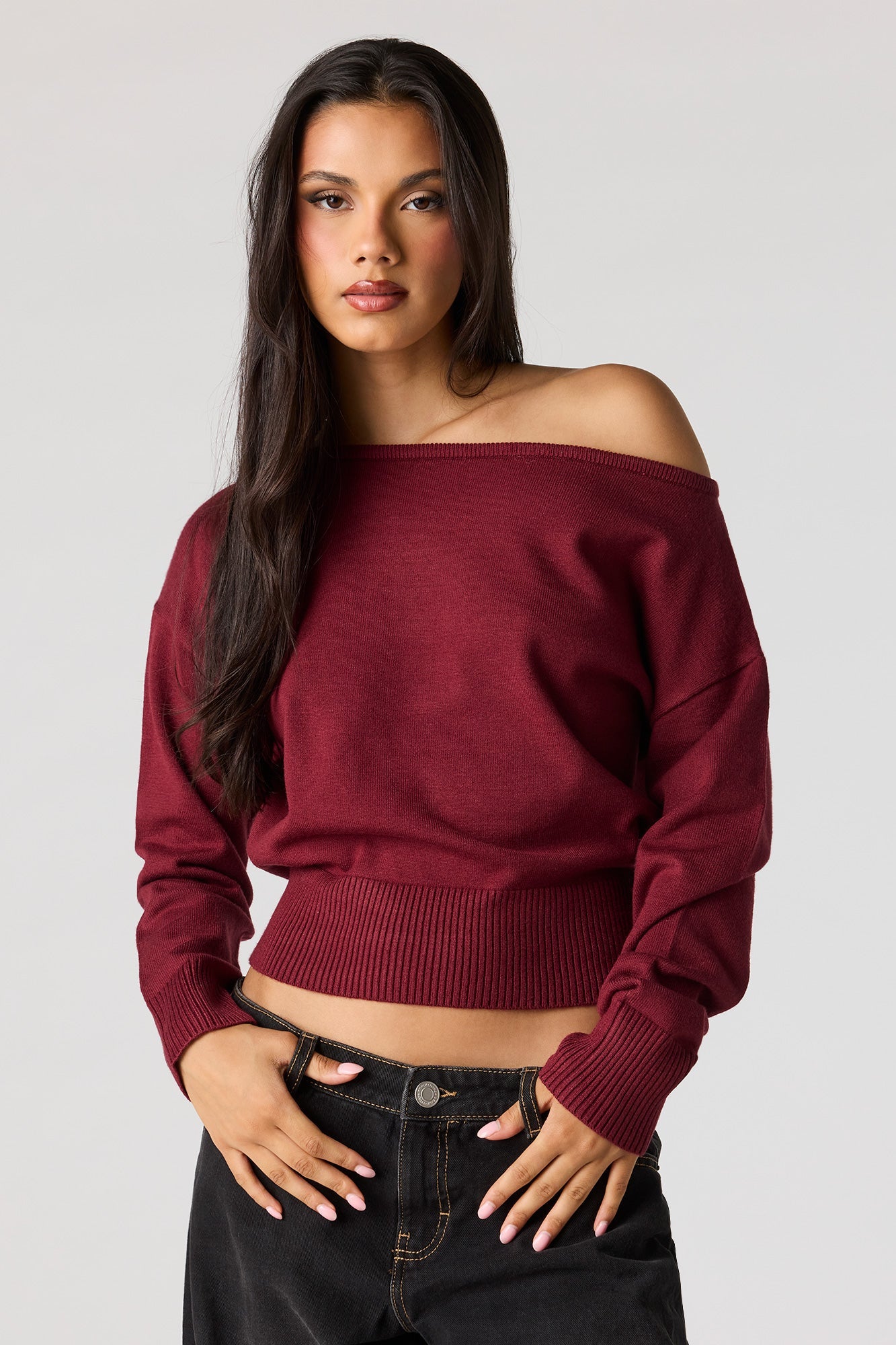 Off Shoulder Dolman Sleeve Sweater