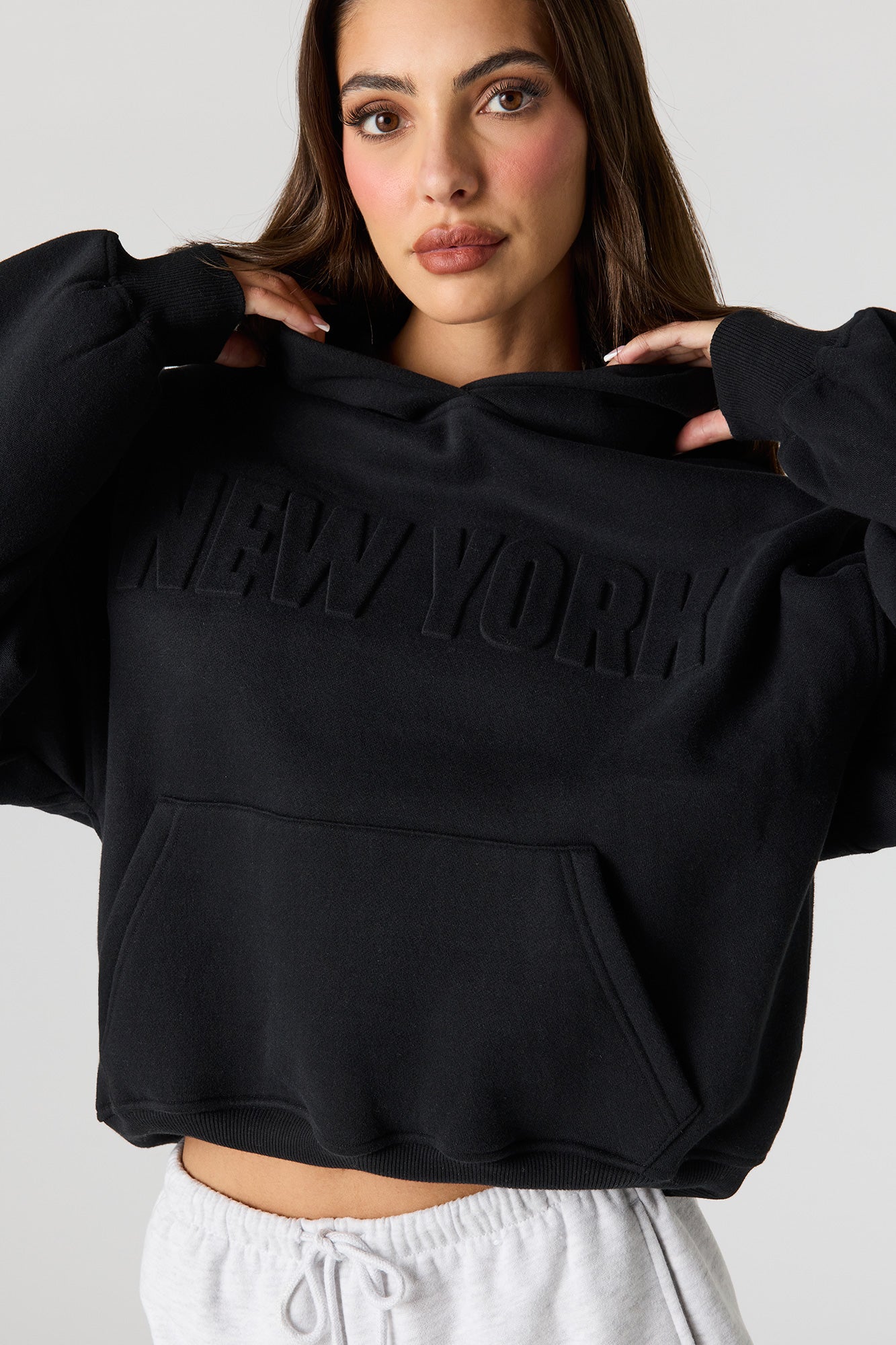 Luxe Fleece Embossed Boyfriend Hoodie