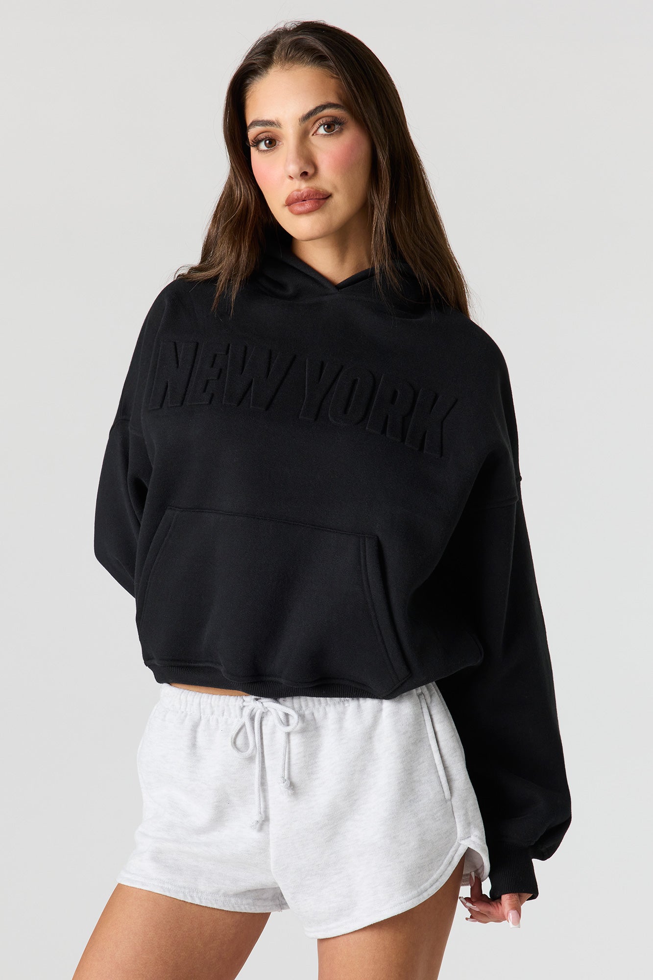 Luxe Fleece Embossed Boyfriend Hoodie