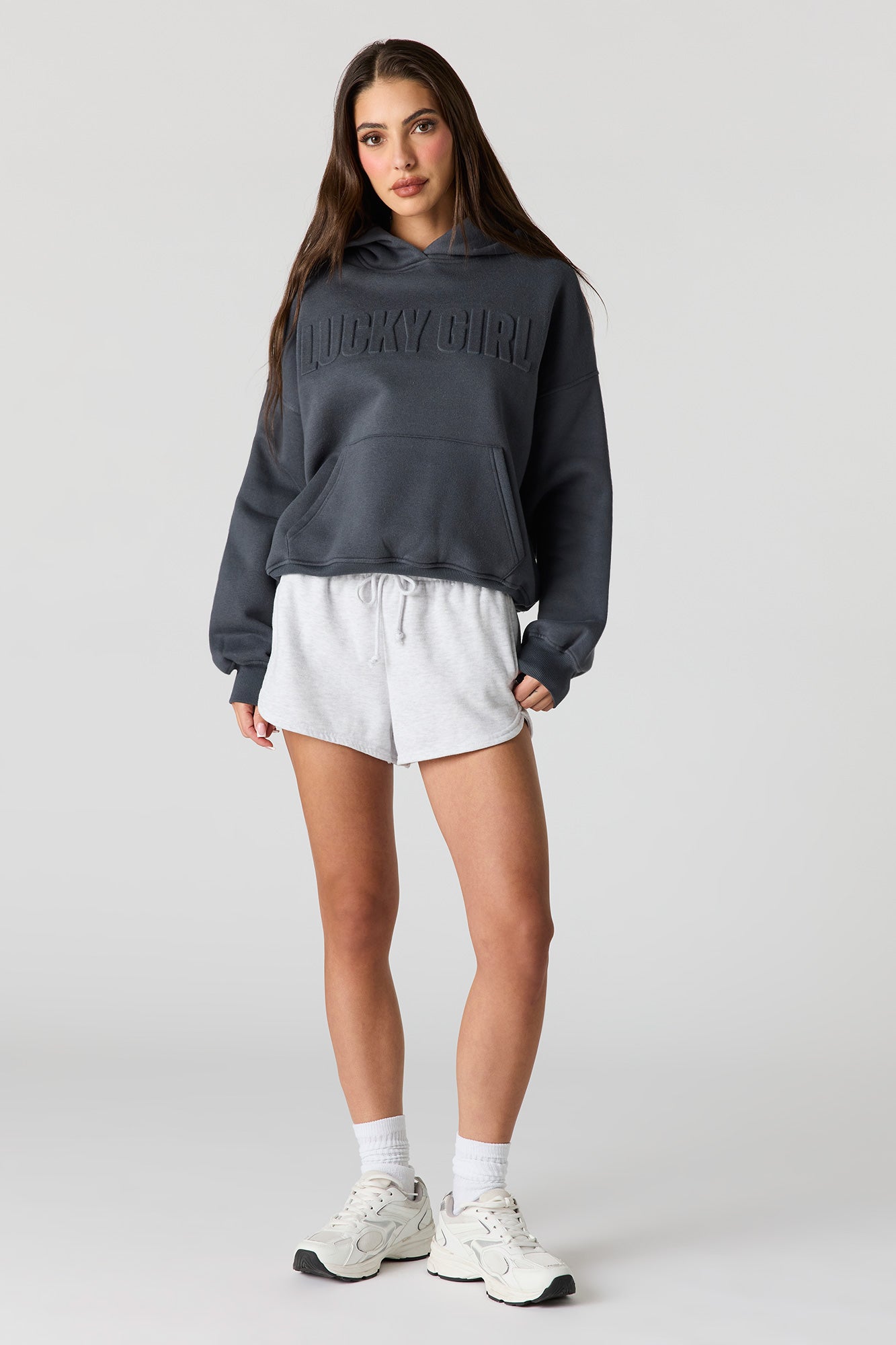 Luxe Fleece Embossed Boyfriend Hoodie