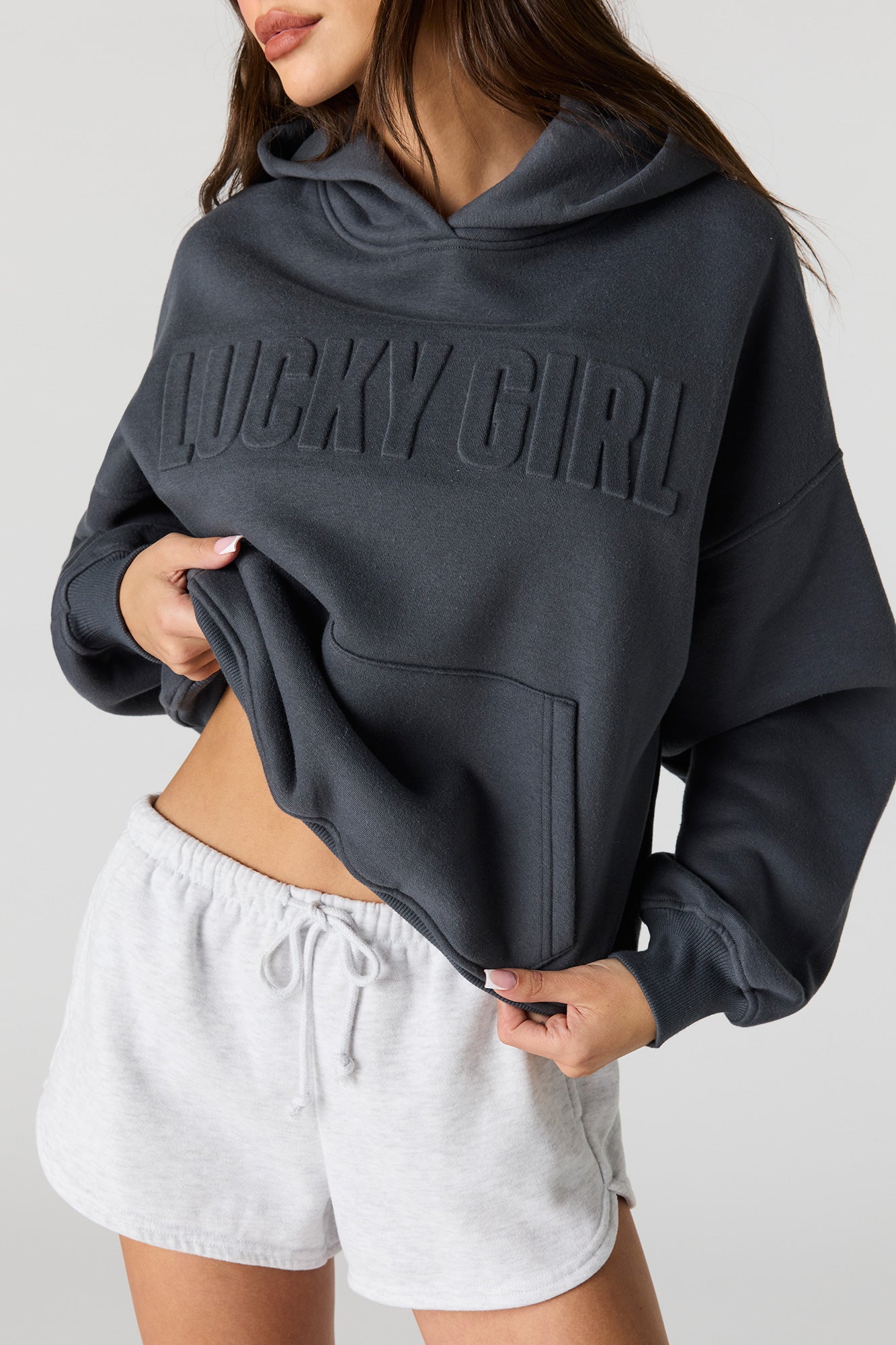 Luxe Fleece Embossed Boyfriend Hoodie