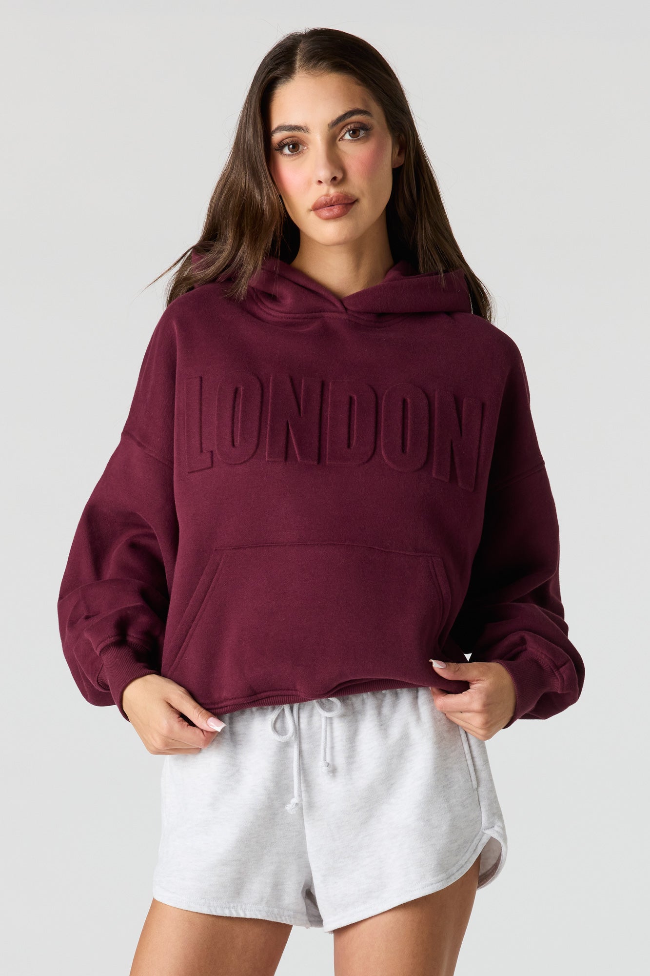 Luxe Fleece Embossed Boyfriend Hoodie