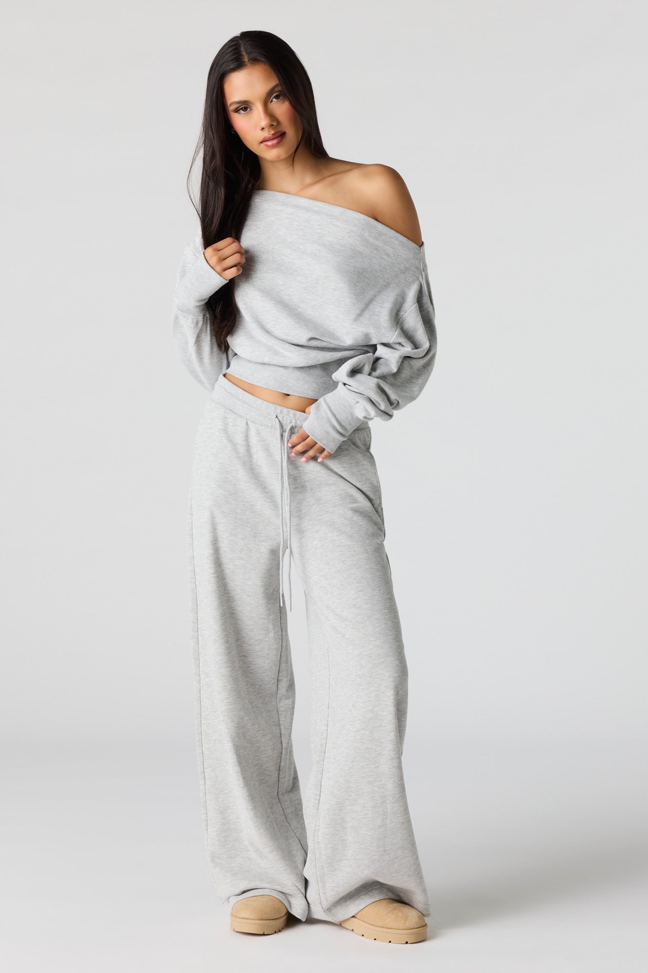 Luxe French Terry Off Shoulder Sweatshirt