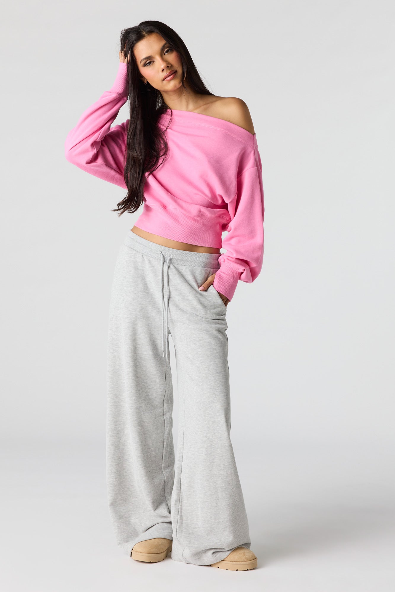 Luxe French Terry Off Shoulder Sweatshirt