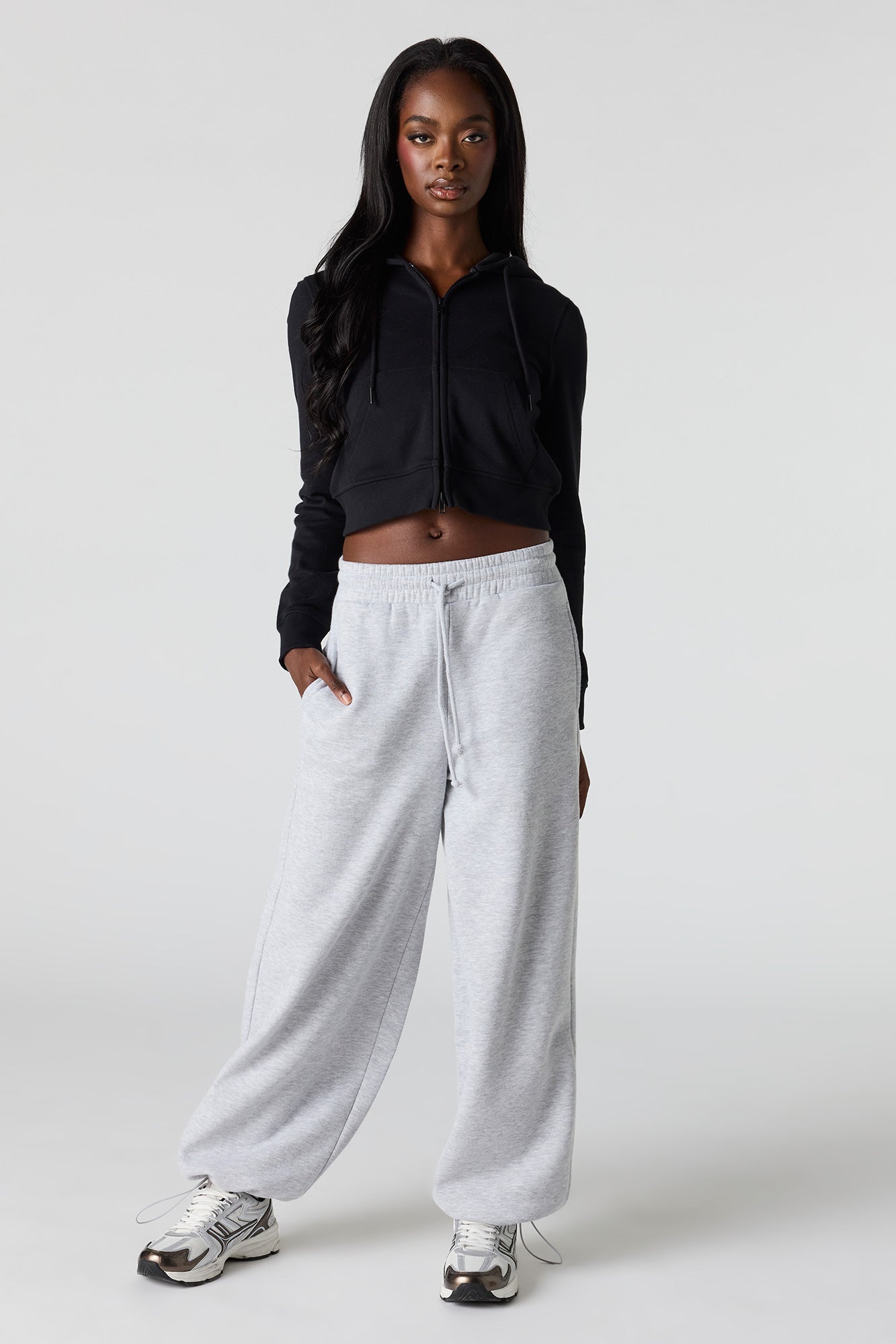 Luxe French Terry Zip Cropped Hoodie