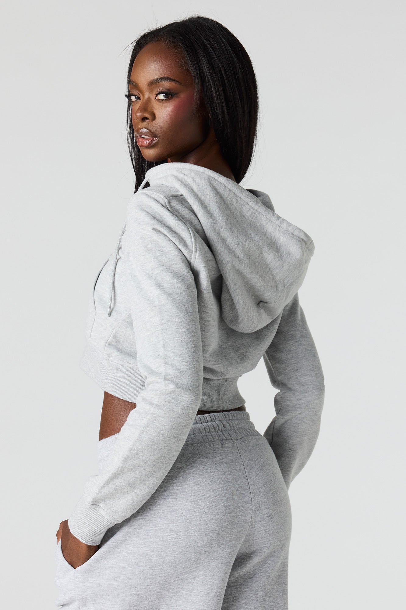 Luxe French Terry Zip Cropped Hoodie