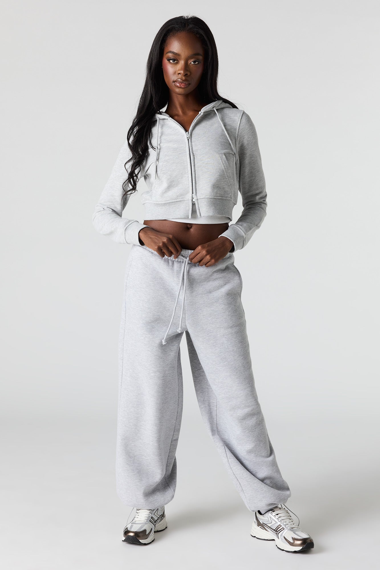Luxe French Terry Zip Cropped Hoodie