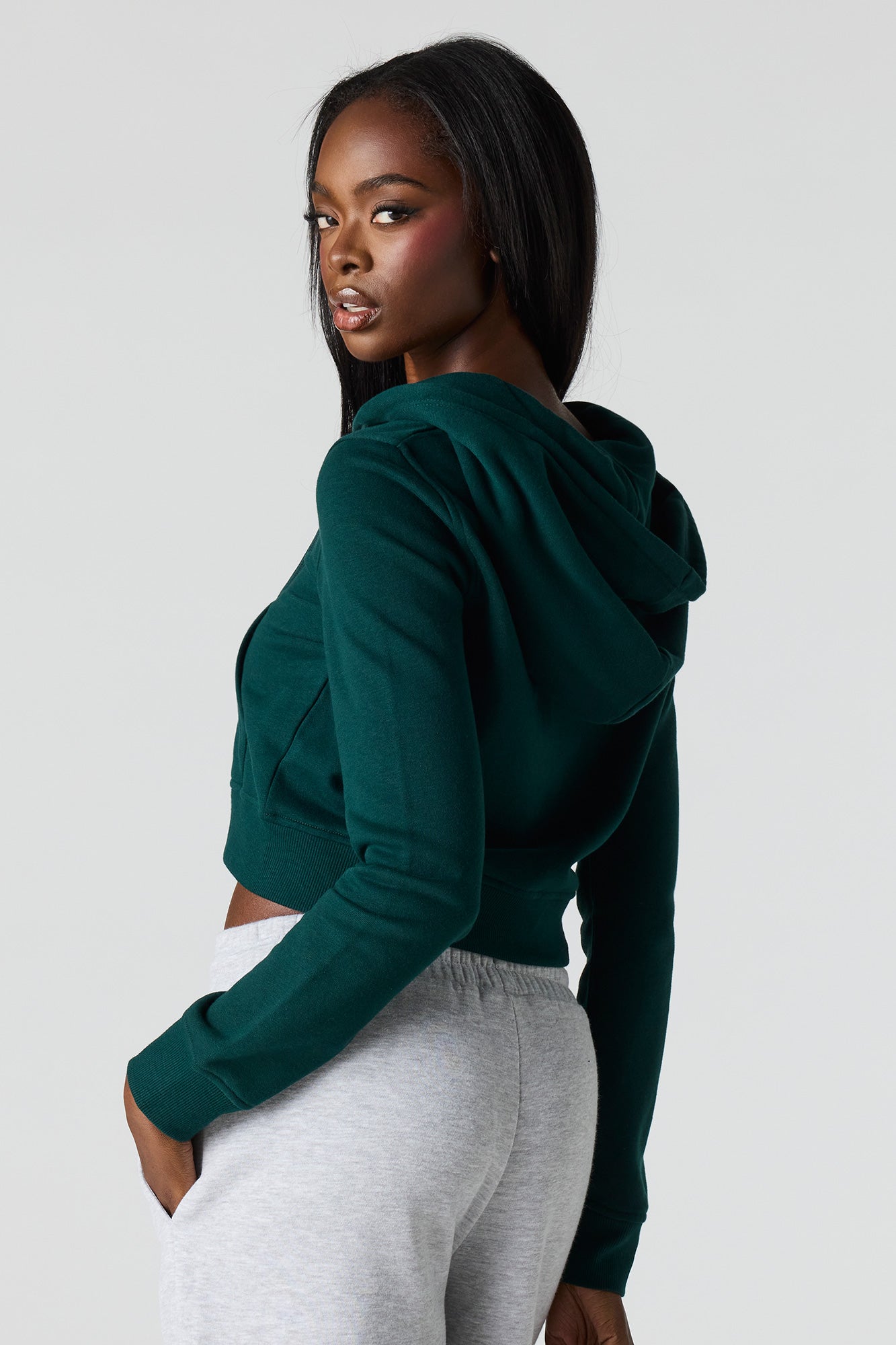 Luxe French Terry Zip Cropped Hoodie