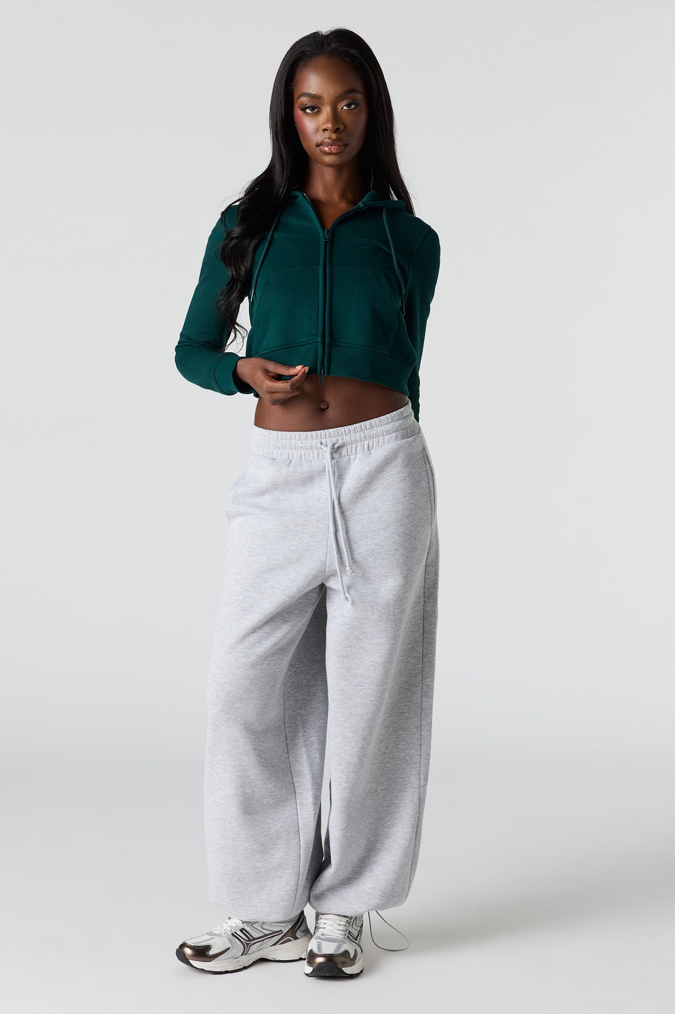 Luxe French Terry Zip Cropped Hoodie