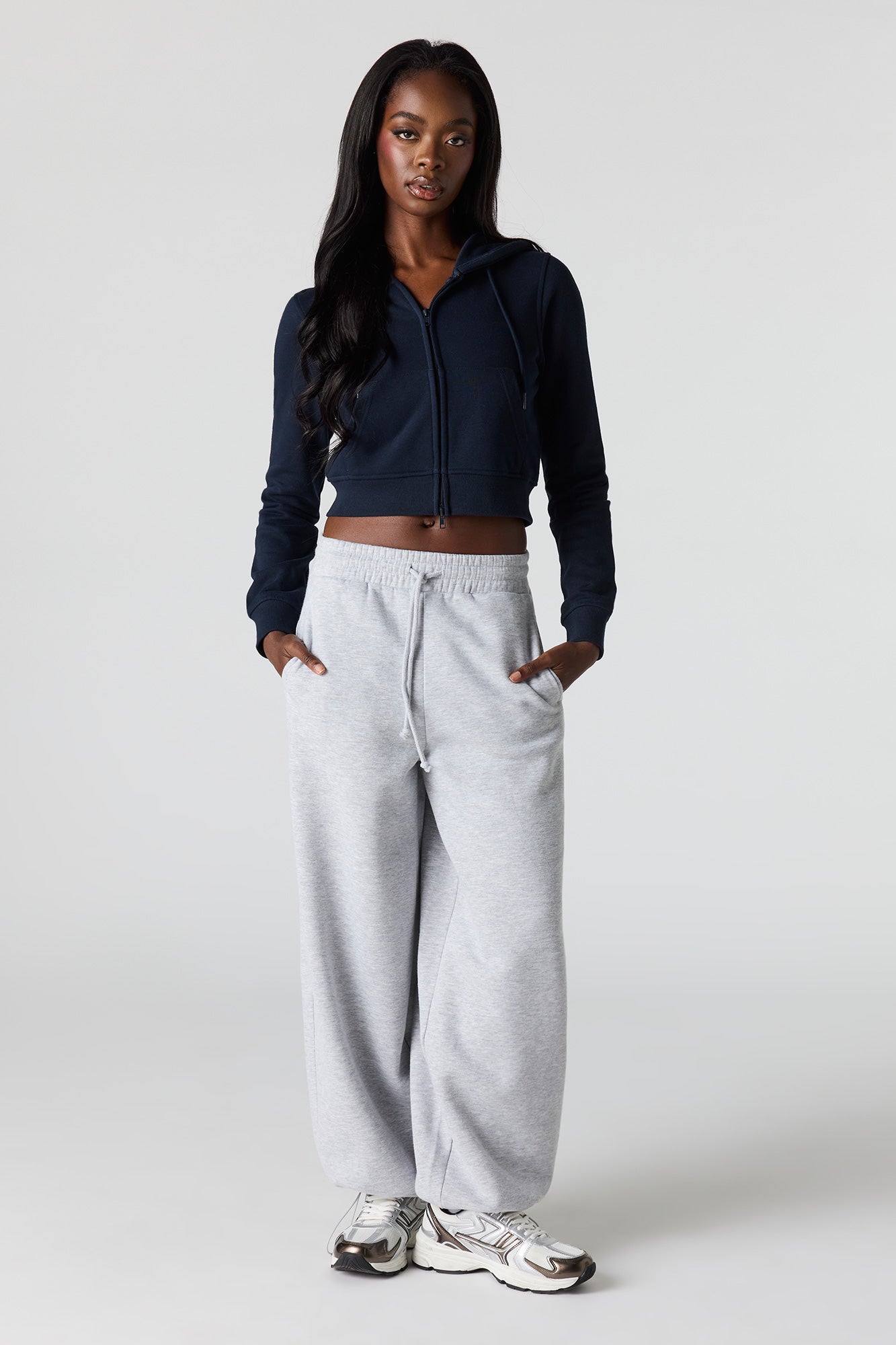 Luxe French Terry Zip Cropped Hoodie