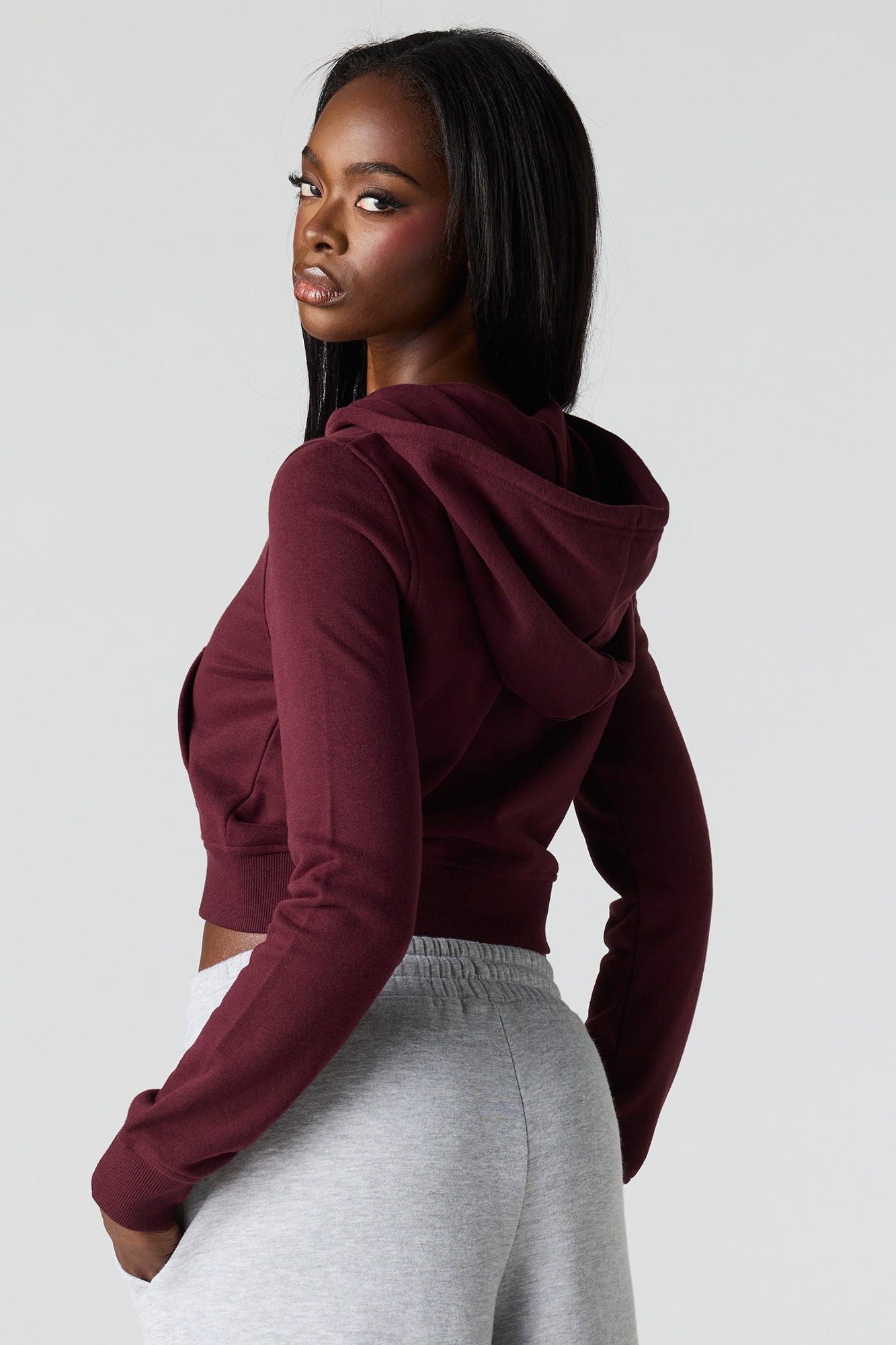 Luxe French Terry Zip Cropped Hoodie