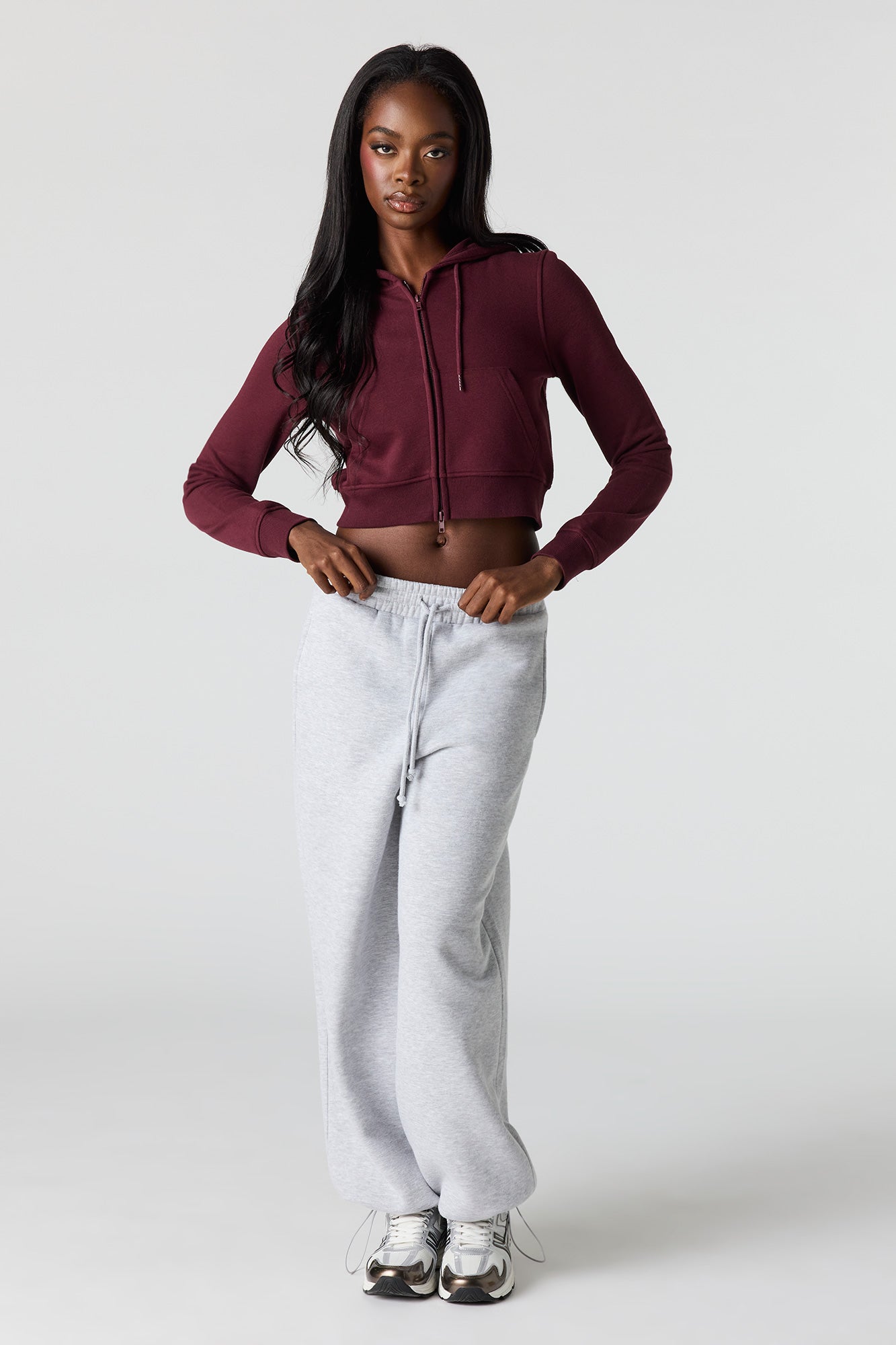 Luxe French Terry Zip Cropped Hoodie