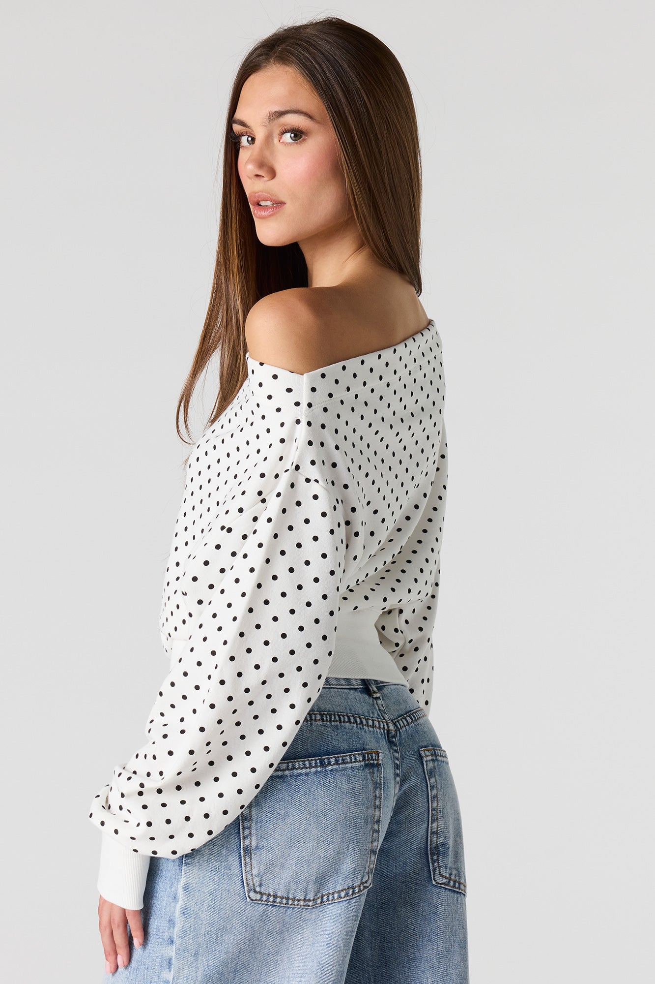 Luxe French Terry Off Shoulder Sweatshirt