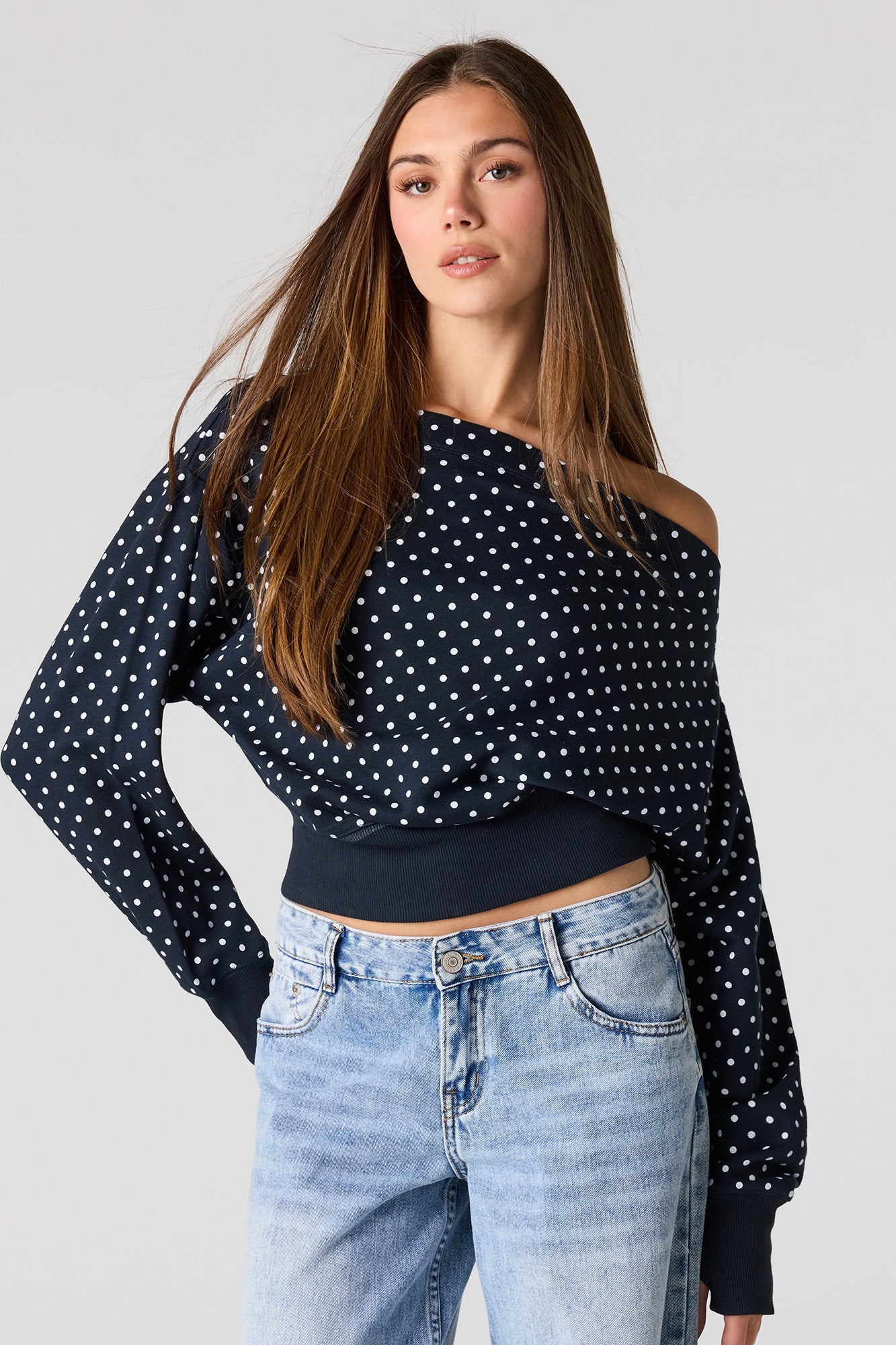 Luxe French Terry Off Shoulder Sweatshirt