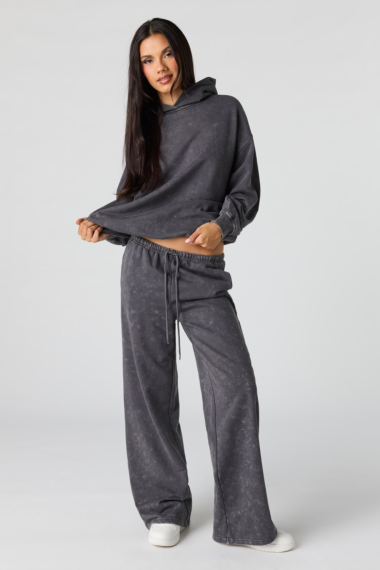 Luxe Fleece Washed Wide Leg Sweatpant