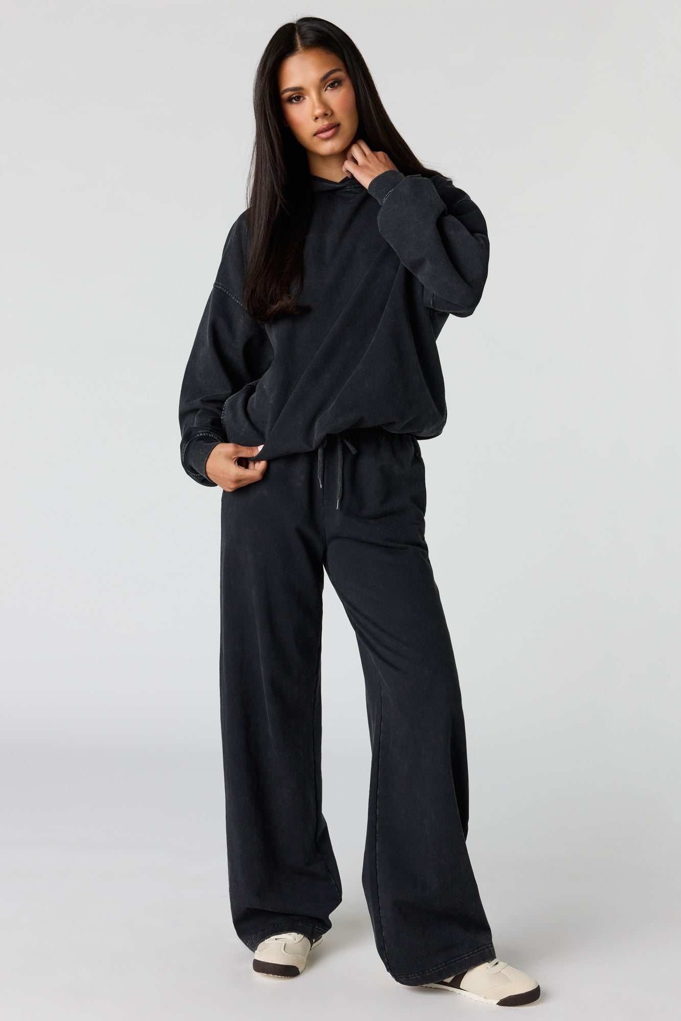 Luxe Fleece Washed Wide Leg Sweatpant