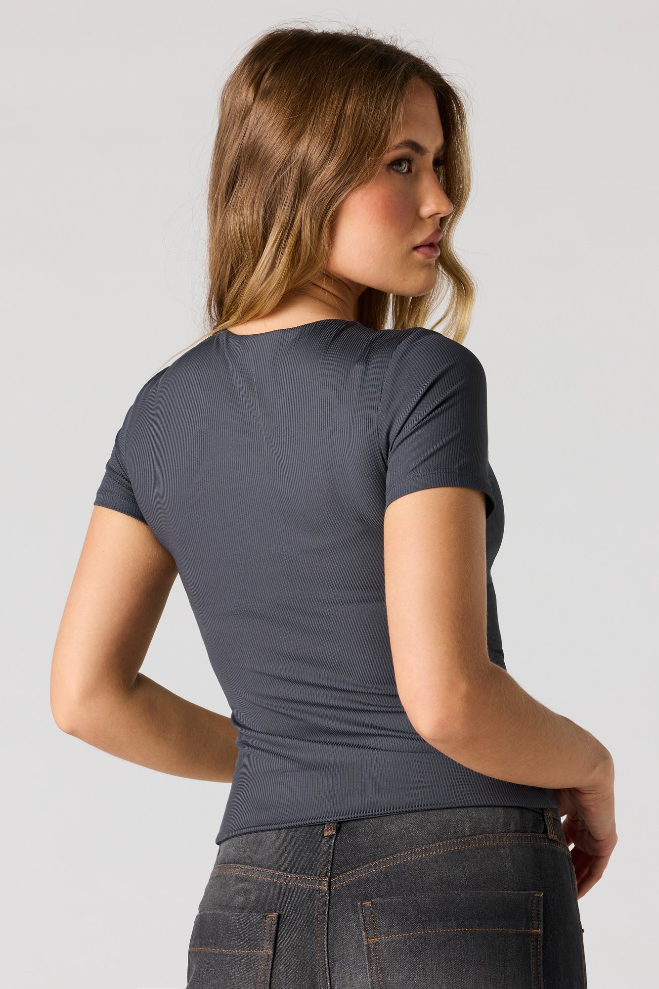 Contour Ribbed Short Sleeve Top