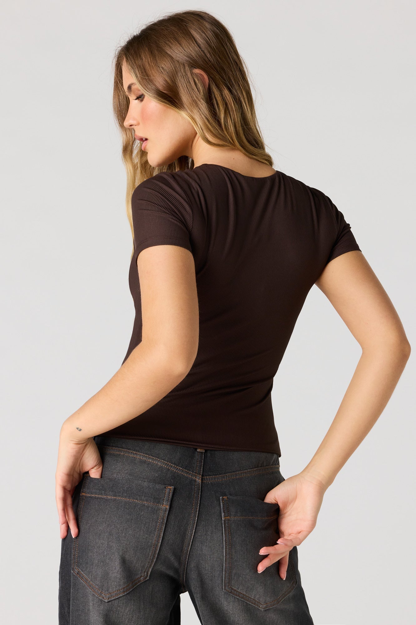 Contour Ribbed Short Sleeve Top