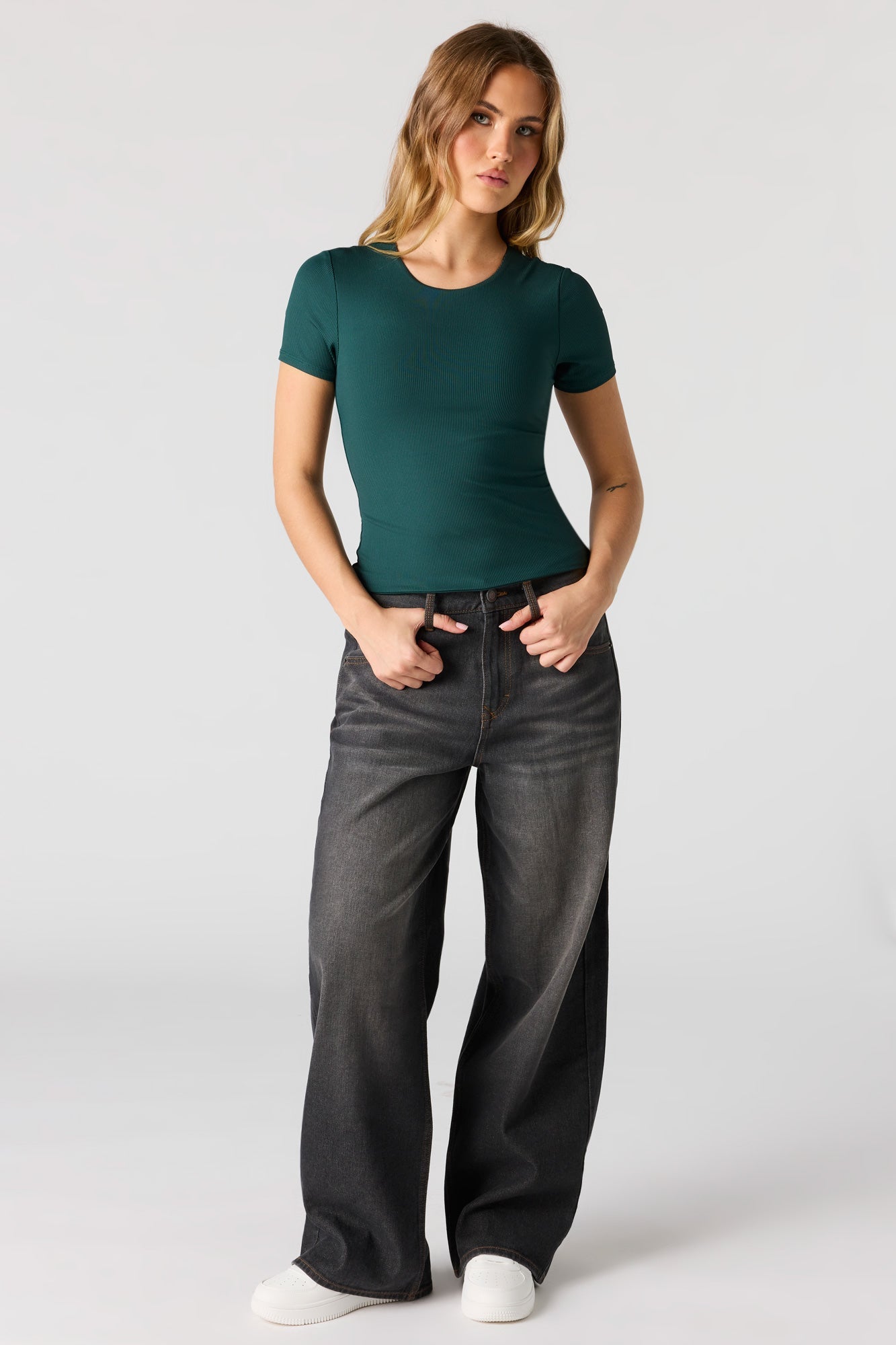 Contour Ribbed Short Sleeve Top